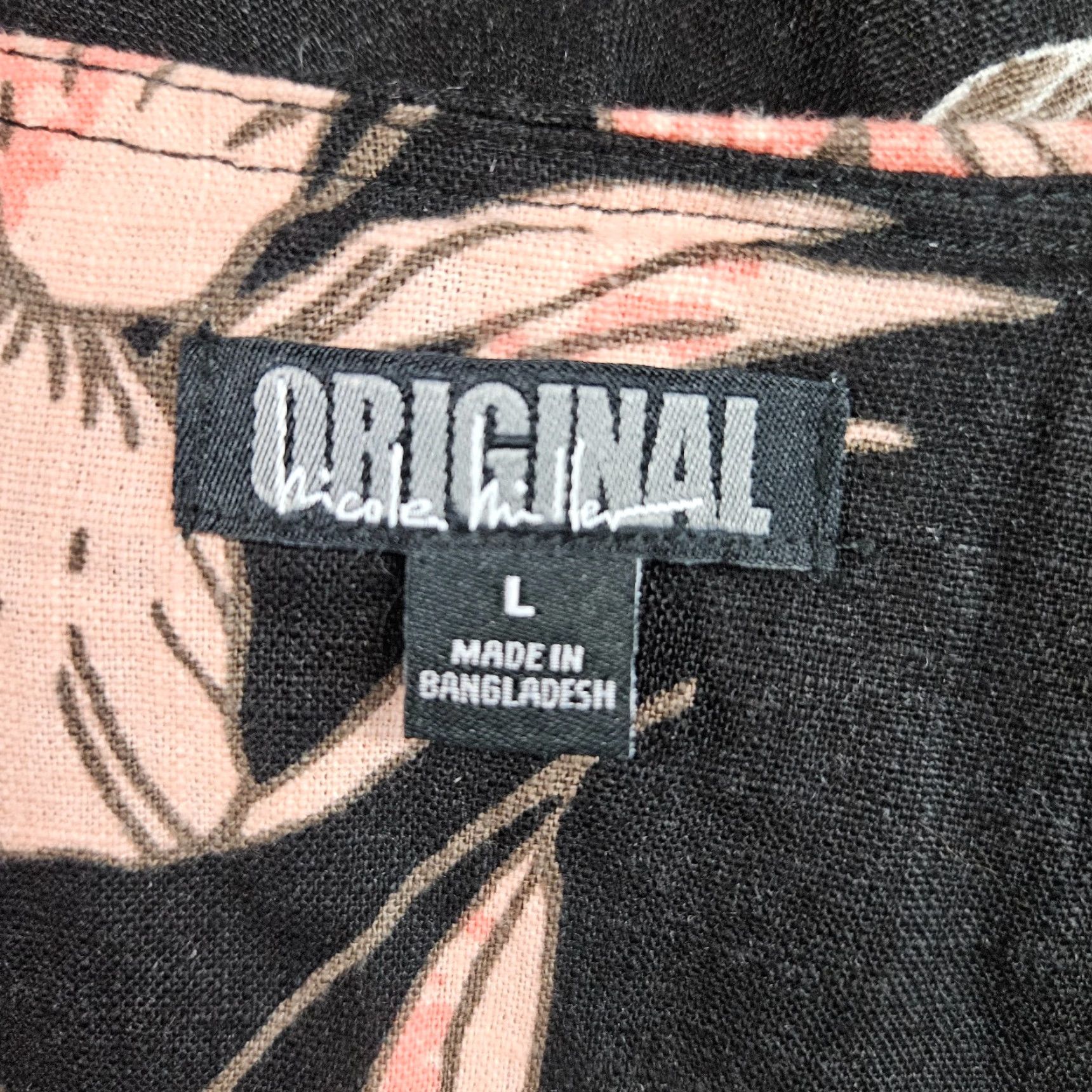 Nicole Miller Nicole Miller Womens Dress L Black Floral Short Sleeve Linen Viscose Short Sleeve Shift 35" Length 21" Width Women Size 36" / US 14 / IT 50 - 6 Thumbnail