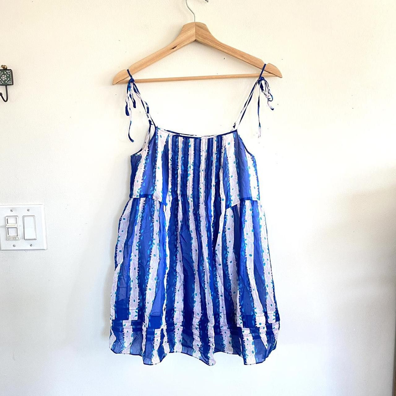 Betsey Johnson BETSEY JOHNSON BLUE WHITE STRIPED MINI BABYDOLL DRESS 2 Size XS / US 0-2 / IT 36-38 - 2 Thumbnail