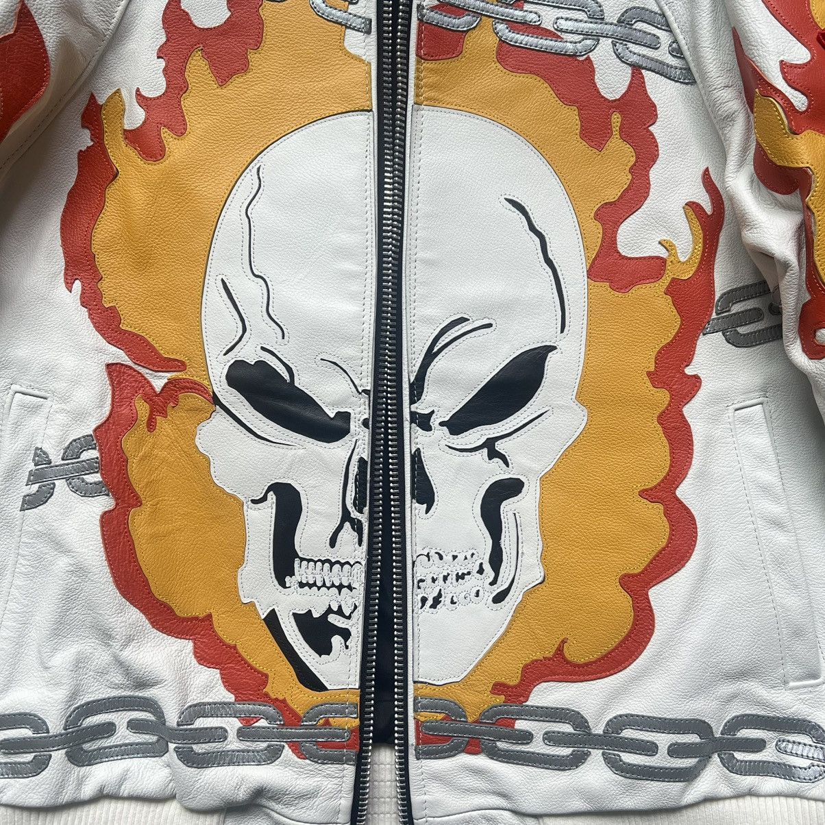 Supreme × Vanson Leathers Supreme x Vanson Leathers Ghost Rider Leather Jacket (White) Size US M / EU 48-50 / 2 - 3 Thumbnail