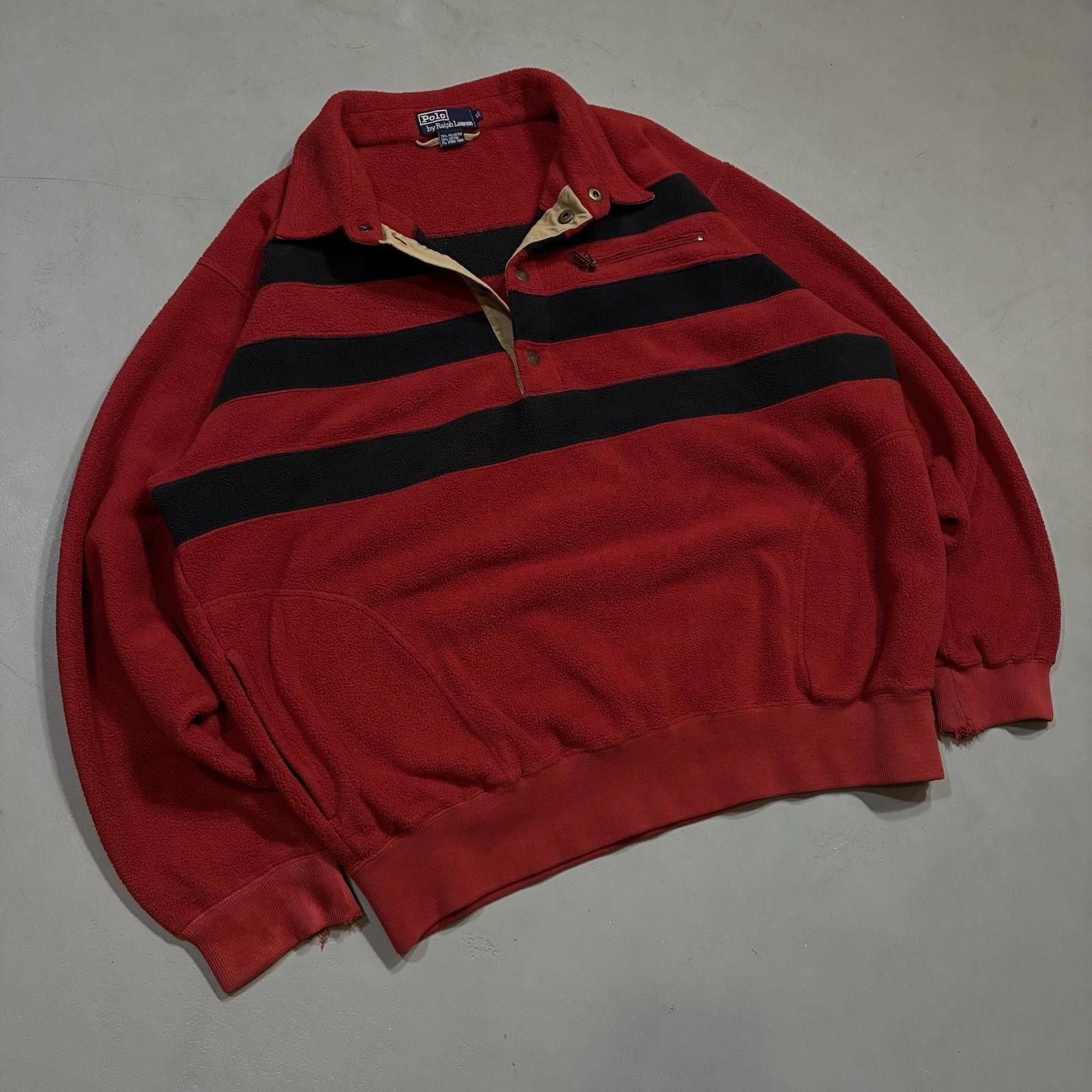 Polo Ralph Lauren Vintage Polo Ralph Lauren Red Pullover Fleece Sweater Size US XL / EU 56 / 4 - 1 Thumbnail