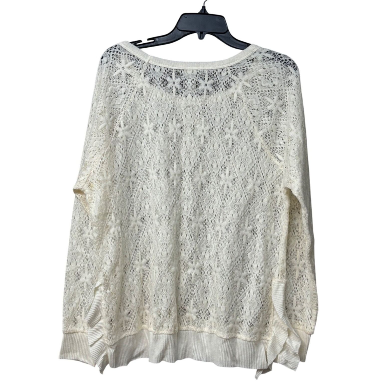 Other American Rag Junior’s Lace Knit Ruffle Hemline Trim Sweater Size L / US 10 / IT 46 - 8 Thumbnail