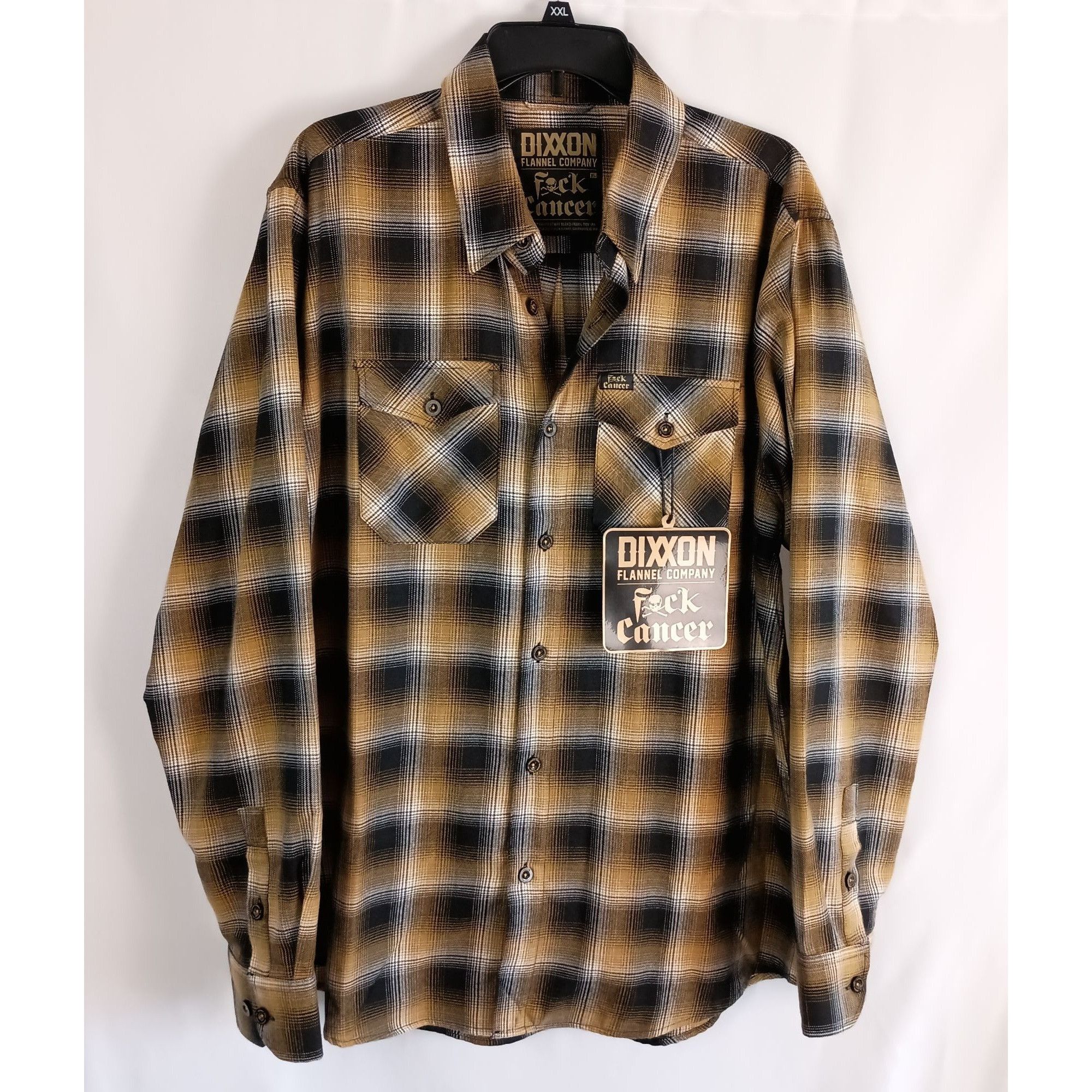 NWT Dixxon Flannel Co F*ck Cancer Long Sleeve Flannel Shirt