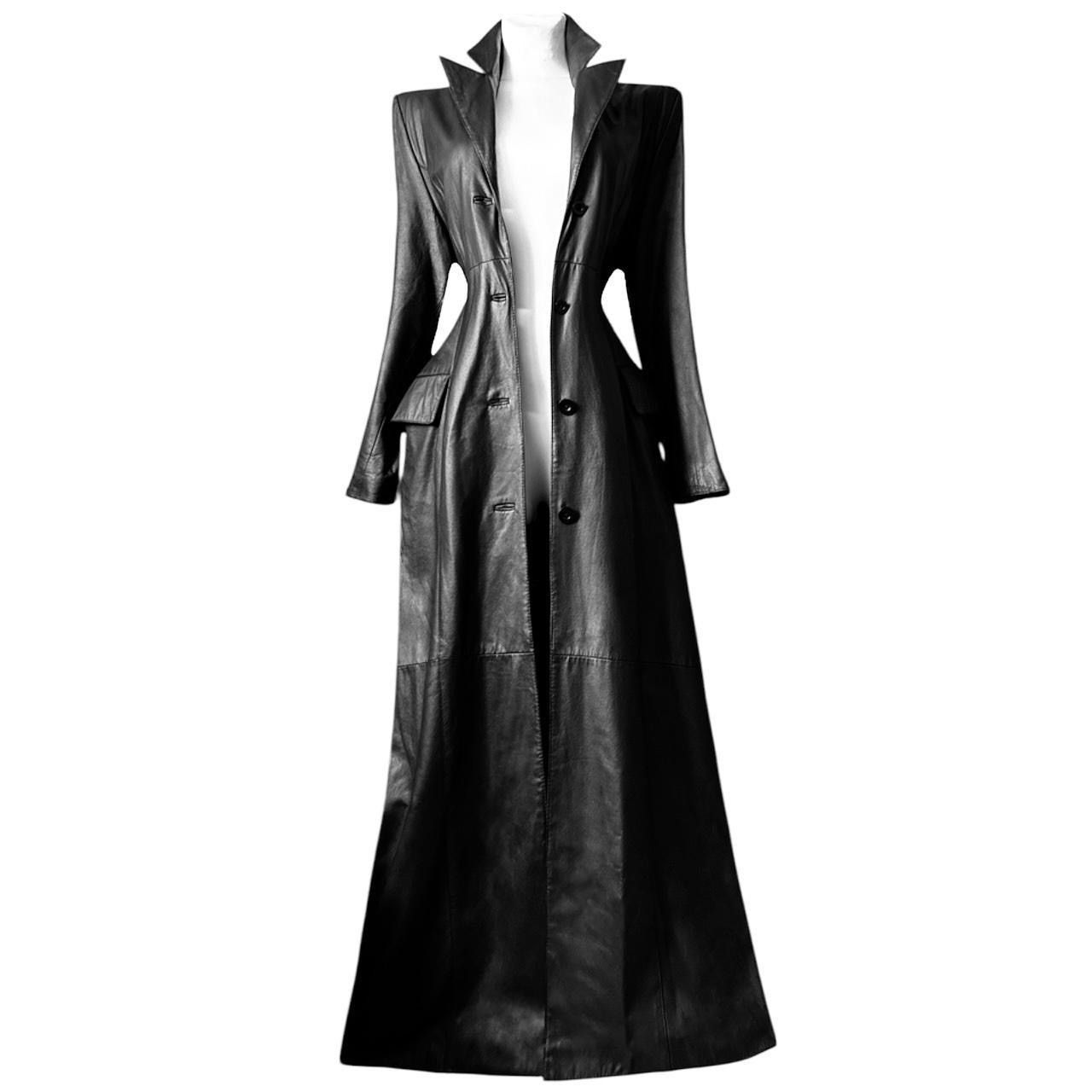 Vintage Super long matrix leather coat Size M / US 6-8 / IT 42-44 - 1 Thumbnail