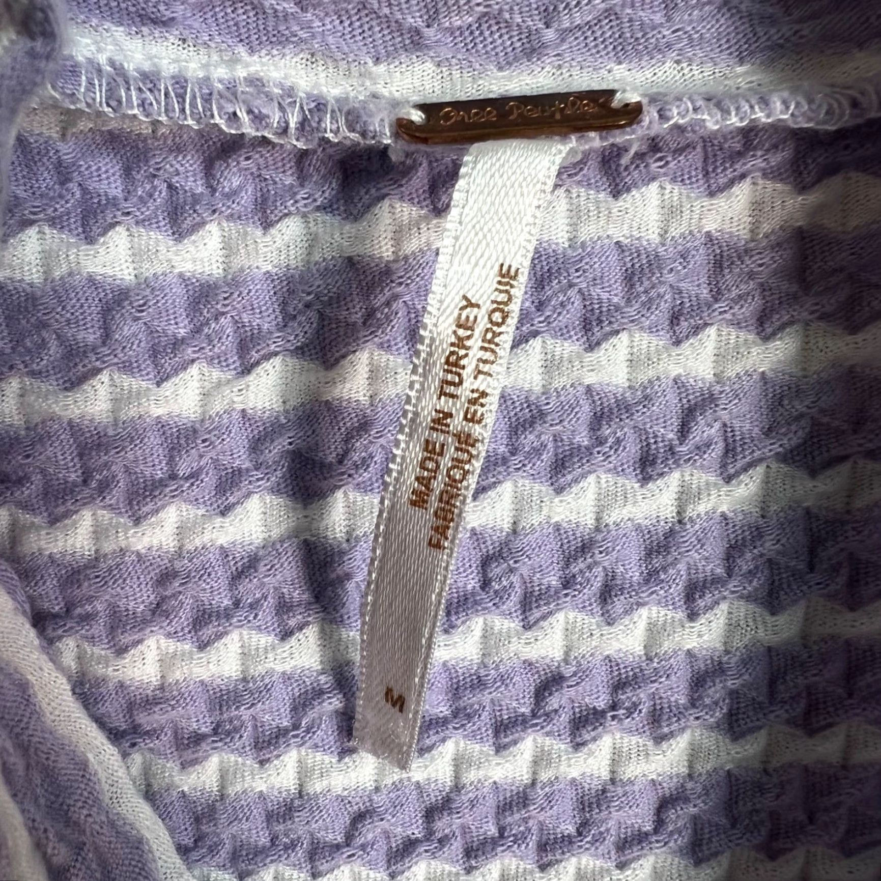 Free People Free People Crop Top Size Medium Purple & White Striped Textured Cotton Blend Size M / US 6-8 / IT 42-44 - 3 Thumbnail