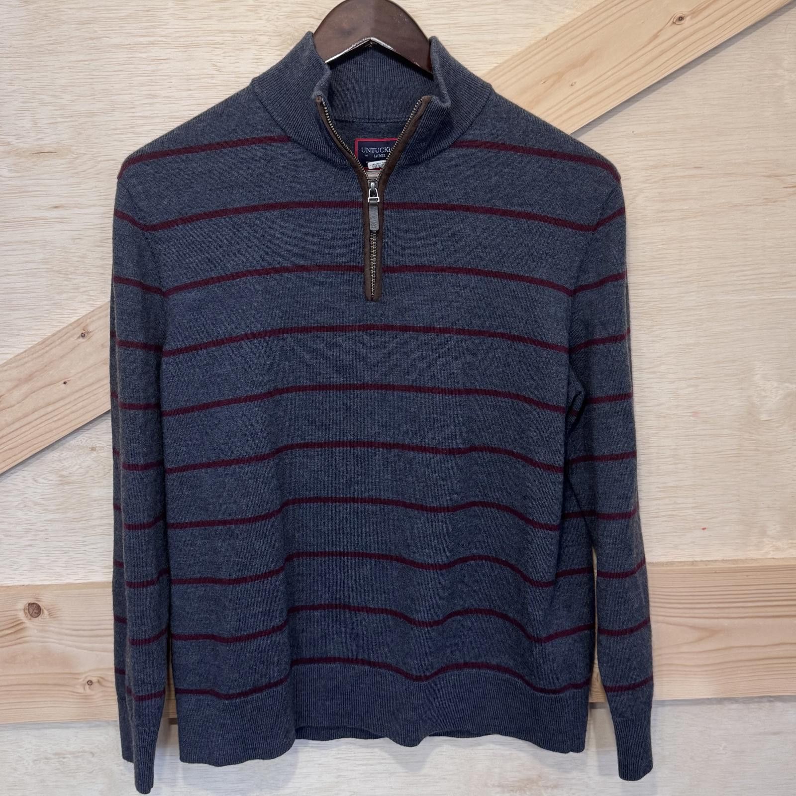 UNTUCKit UNTUCKit Sweater Men's Large Belguardo Stripe Merino Wool Size US L / EU 52-54 / 3 - 1 Thumbnail