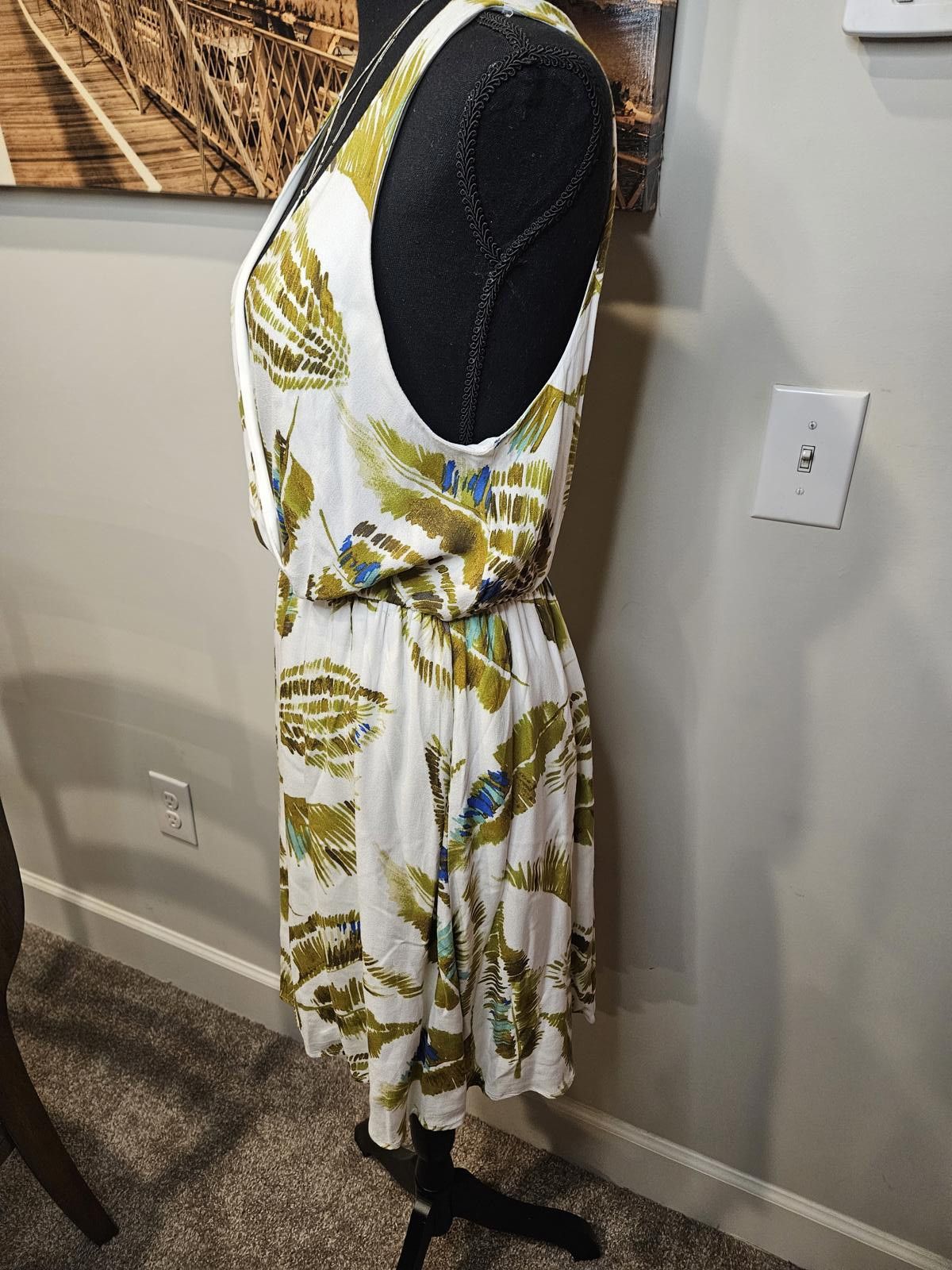 Designer Le Kate Leaf Pattern Summer Dress Size L / US 10 / IT 46 - 2 Thumbnail