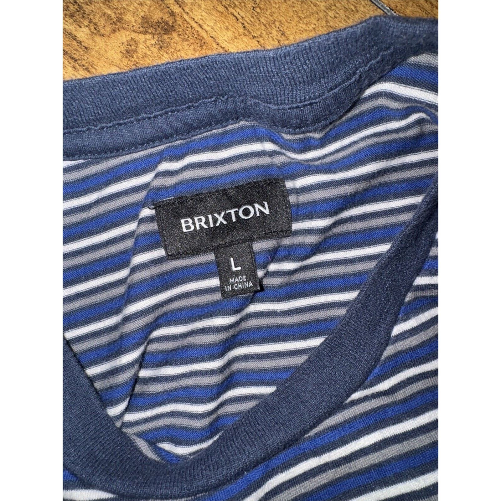 Brixton × Vintage Brixton Stripped T-Shirt Navy Blue Large 20x27 Size US L / EU 52-54 / 3 - 4 Thumbnail
