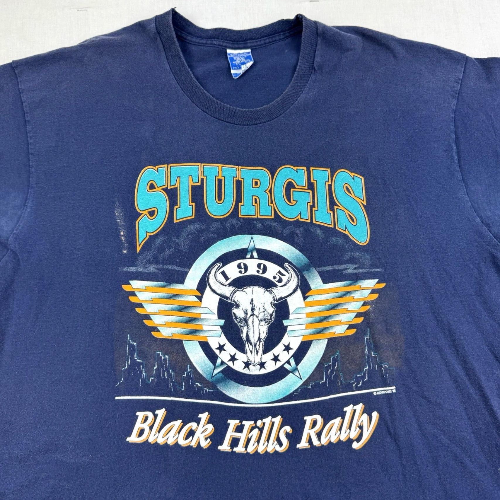 Vintage VINTAGE Sturgis T Shirt Adult XL Blue 90s Biker Motorcycle Rally 1995 Black Hills Mens X L Shirt Size US XL / EU 56 / 4 - 2 Thumbnail