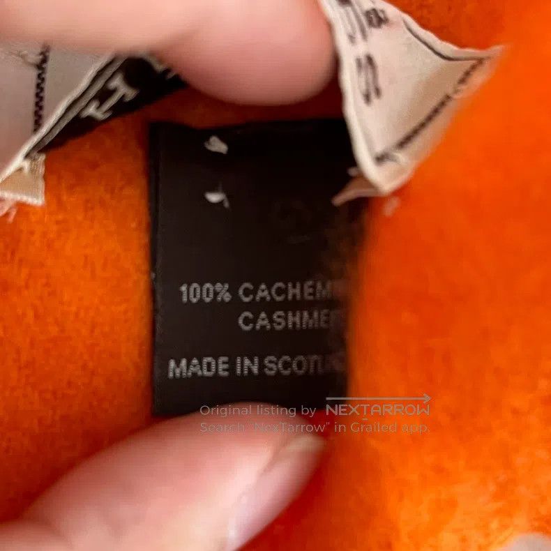 Hermes Hermes Orange cashmere fringed scarf Size ONE SIZE - 6 Thumbnail