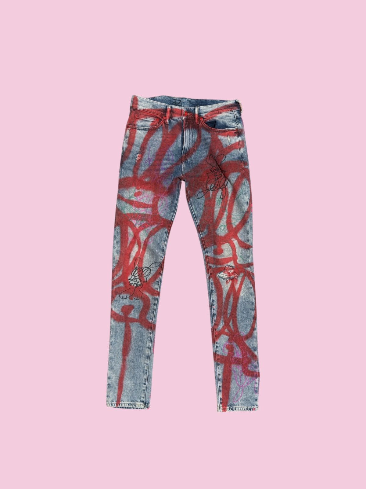 Skoloct skoloct hand painted jeans Size US 32 / EU 48 - 1 Thumbnail