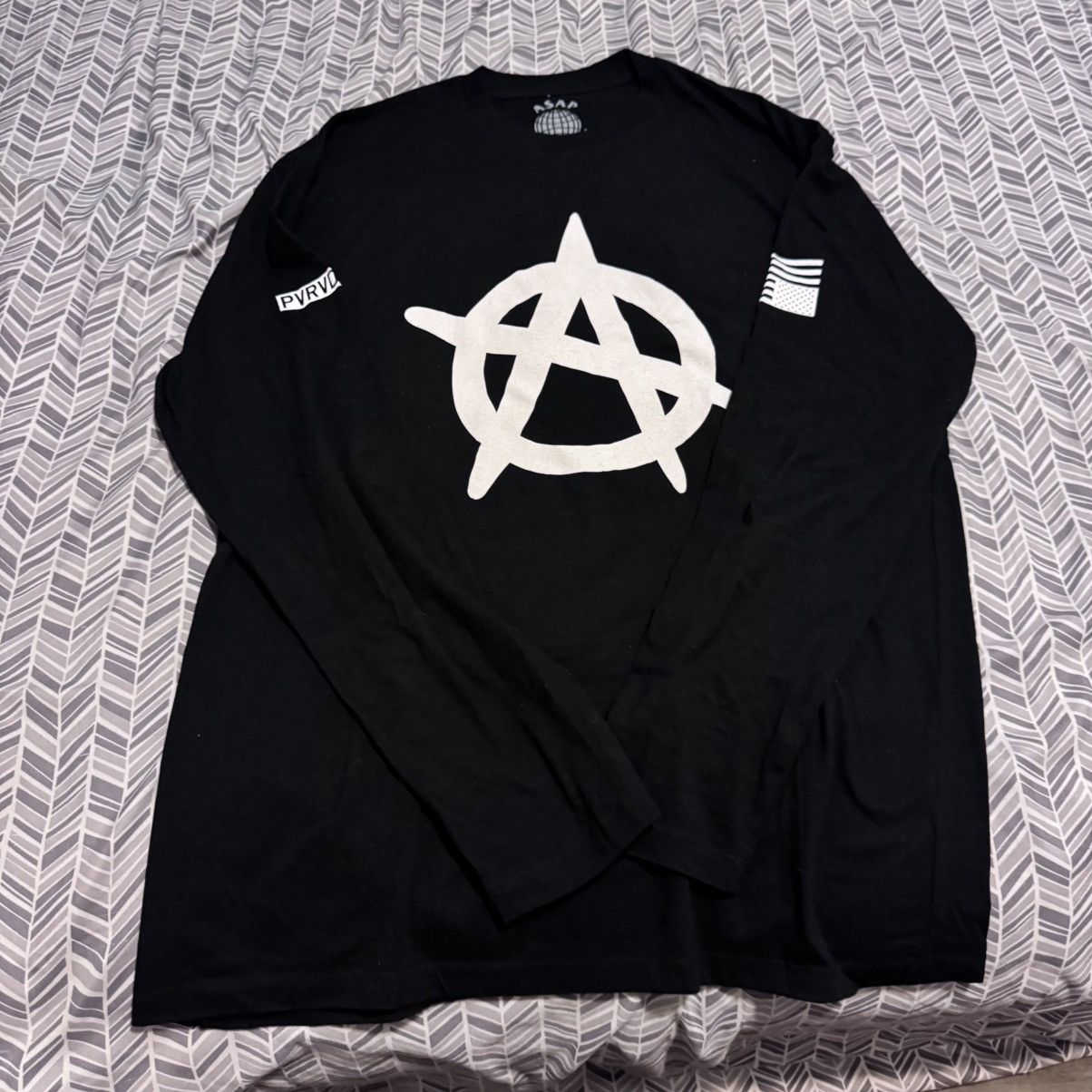 Asap Rocky A$AP Worldwide Anarchy Long Sleeve Shirt - Black - XXL 