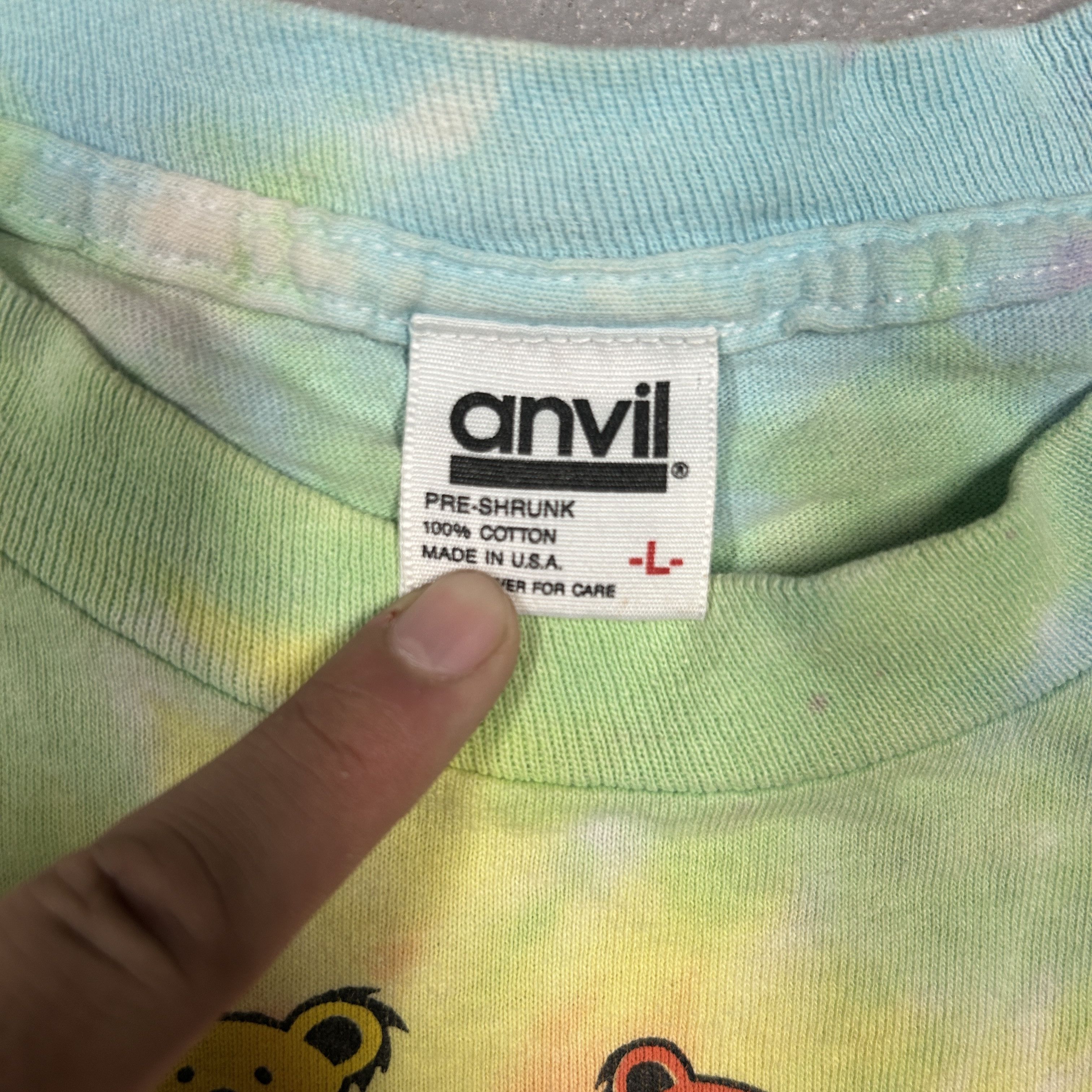 Anvil Vintage 80s Grateful Dead Dancing Bears Liquid Blue Tie-Dye T-Shirt Size US L / EU 52-54 / 3 - 3 Thumbnail
