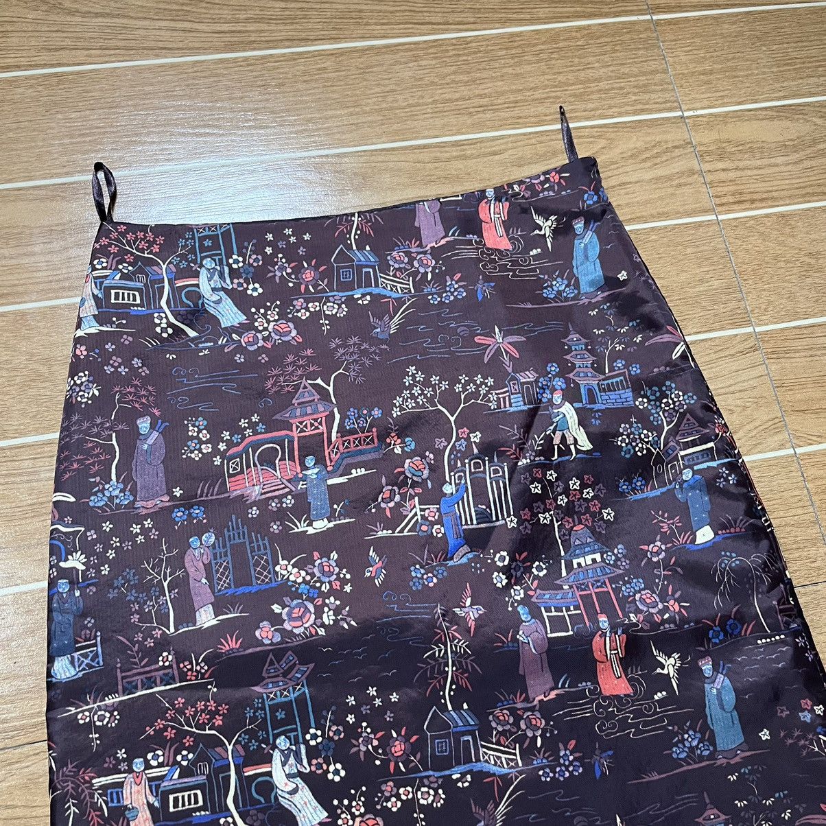 Vivienne Tam Vintage Vivienne Tam Chinese Ethnic Printed Skirt Size 31" - 2 Thumbnail