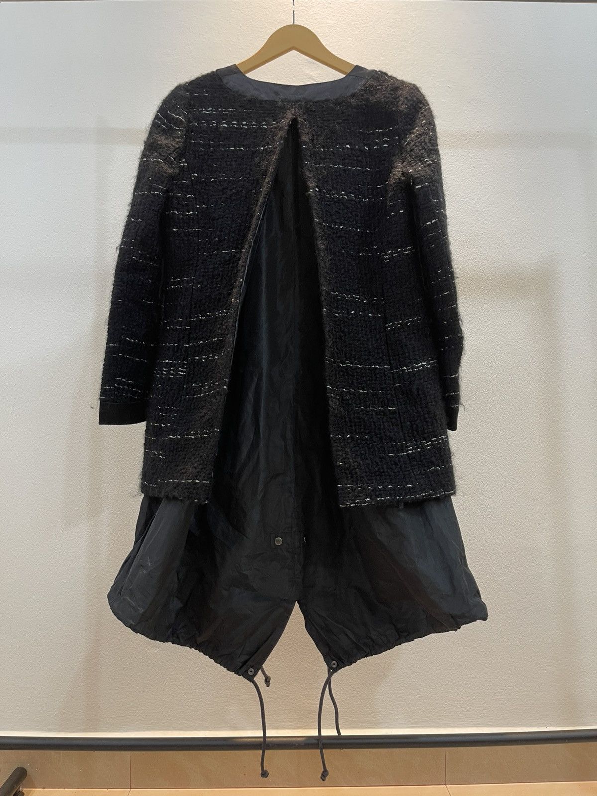 Sacai Sacai Coat Womens Small Black Wool Nylon Mixed Media Size S / US 4 / IT 40 - 4 Thumbnail
