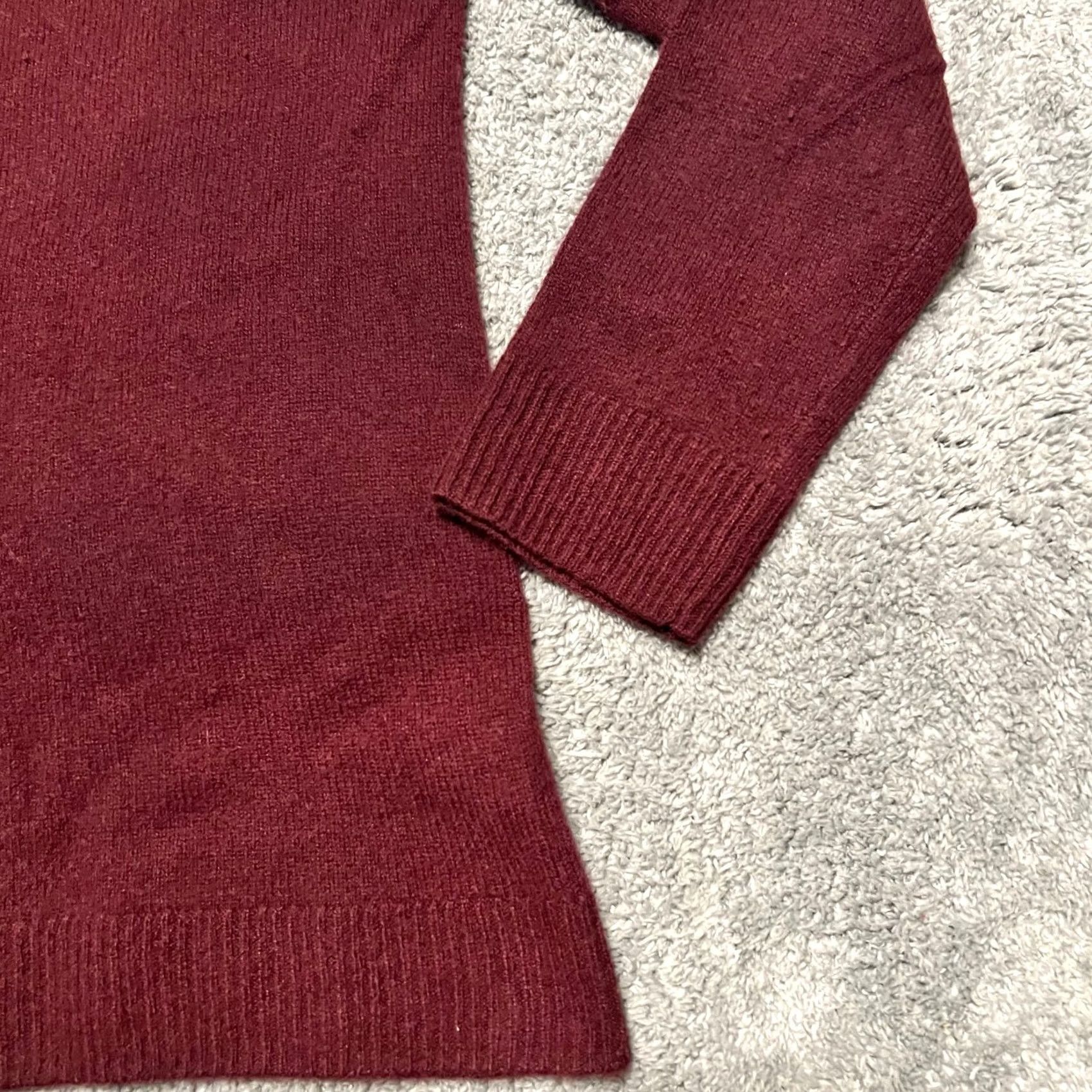 Vintage 41 hawthorn Sweater Womens Large Maroon Cashmere Pullover Ling Sleeve Size L / US 10 / IT 46 - 2 Thumbnail