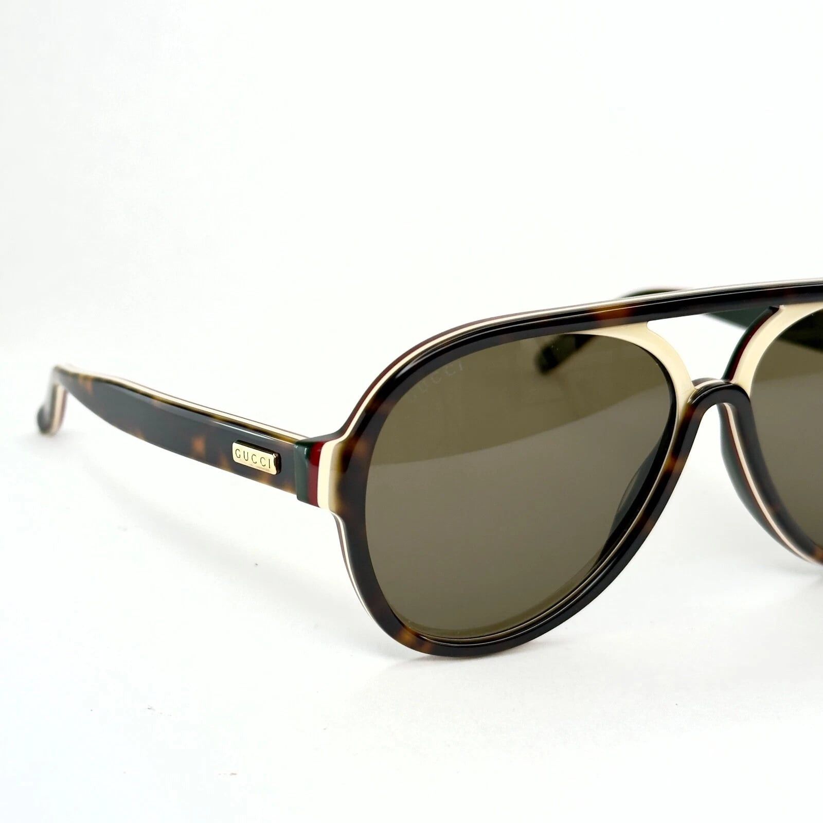 Gucci GUCCI GG0270S 0270 Havana Ivory Brown Aviator Sunglasses 003 Size ONE SIZE - 6 Thumbnail