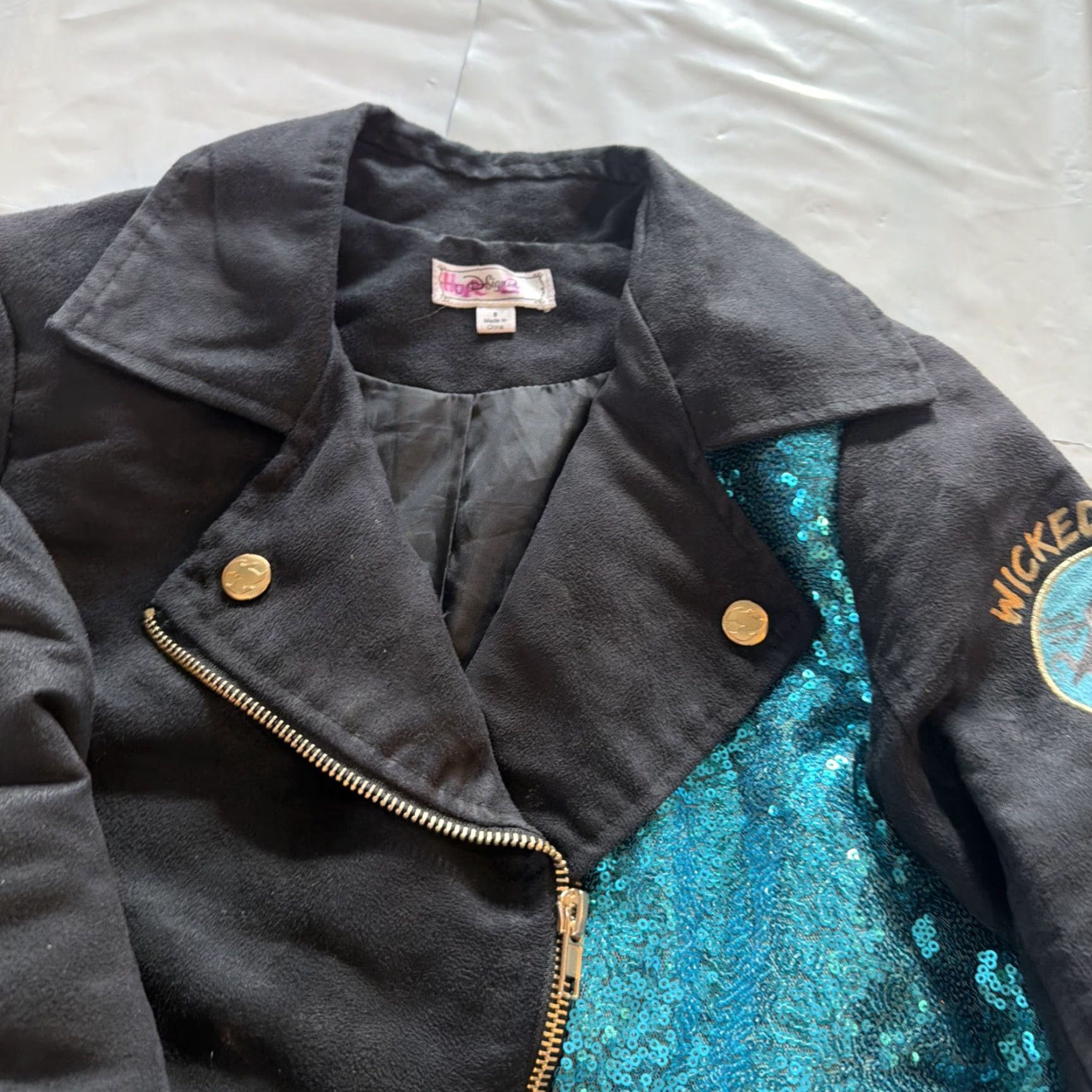 Disney Disney Descendants Uma Moto Black Aqua Gold Wicked Fierce Biker Jacket Womens S Size S / US 4 / IT 40 - 3 Thumbnail
