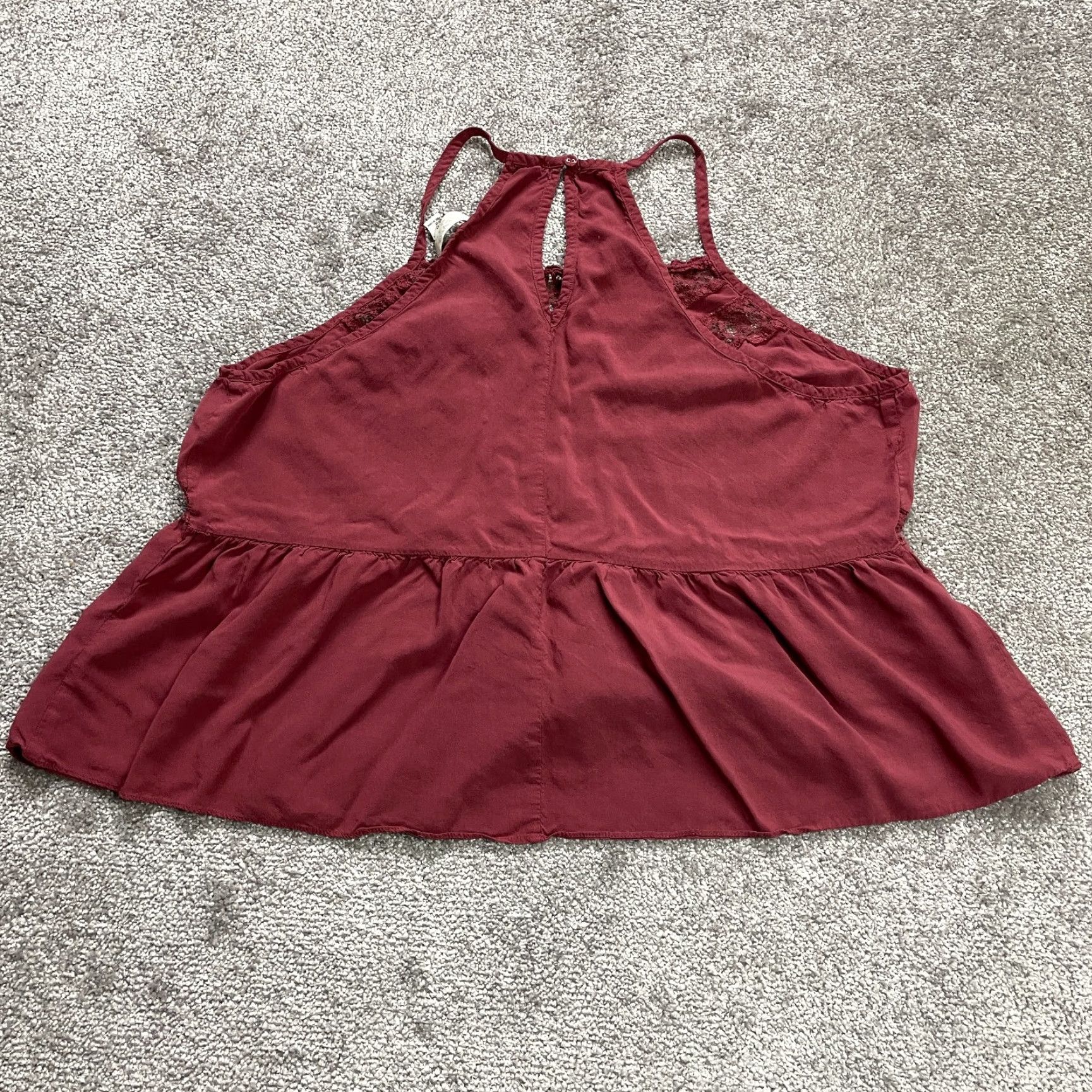Forever 21 Plus Tank Top Womens 2X Dark Red Sleeveless Lace Trim Flare Soft