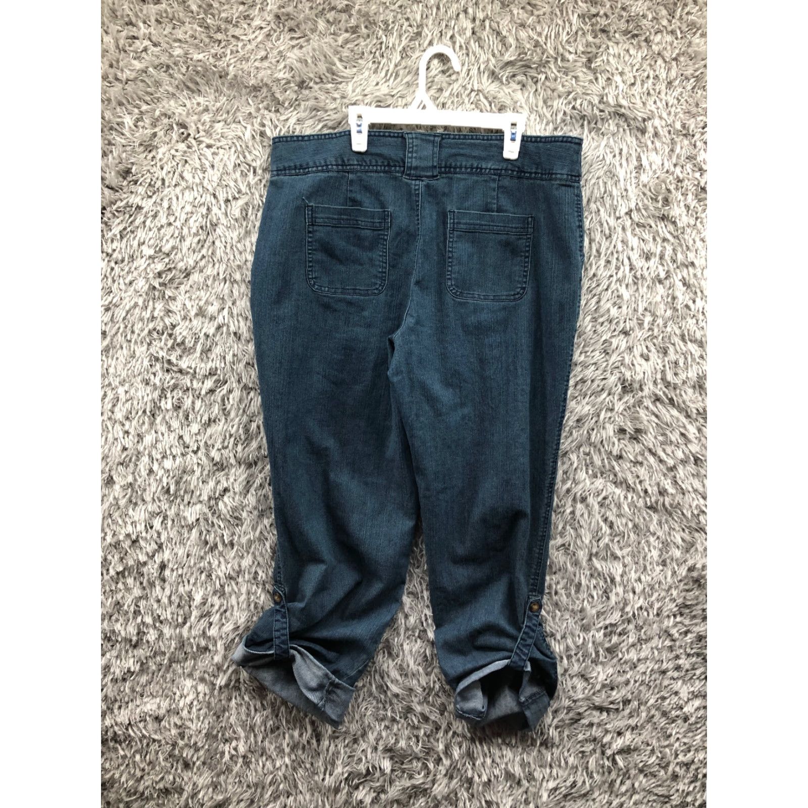 Vintage White Stag Jeans Capri Womens 14 Mid Rise Dark Wash Denim Blue 5-Pocket, Cotton, Regular Fit, Zip Belt Loops, Button Zipper, White Stag Brand Size 36" / US 14 / IT 50 - 5 Thumbnail