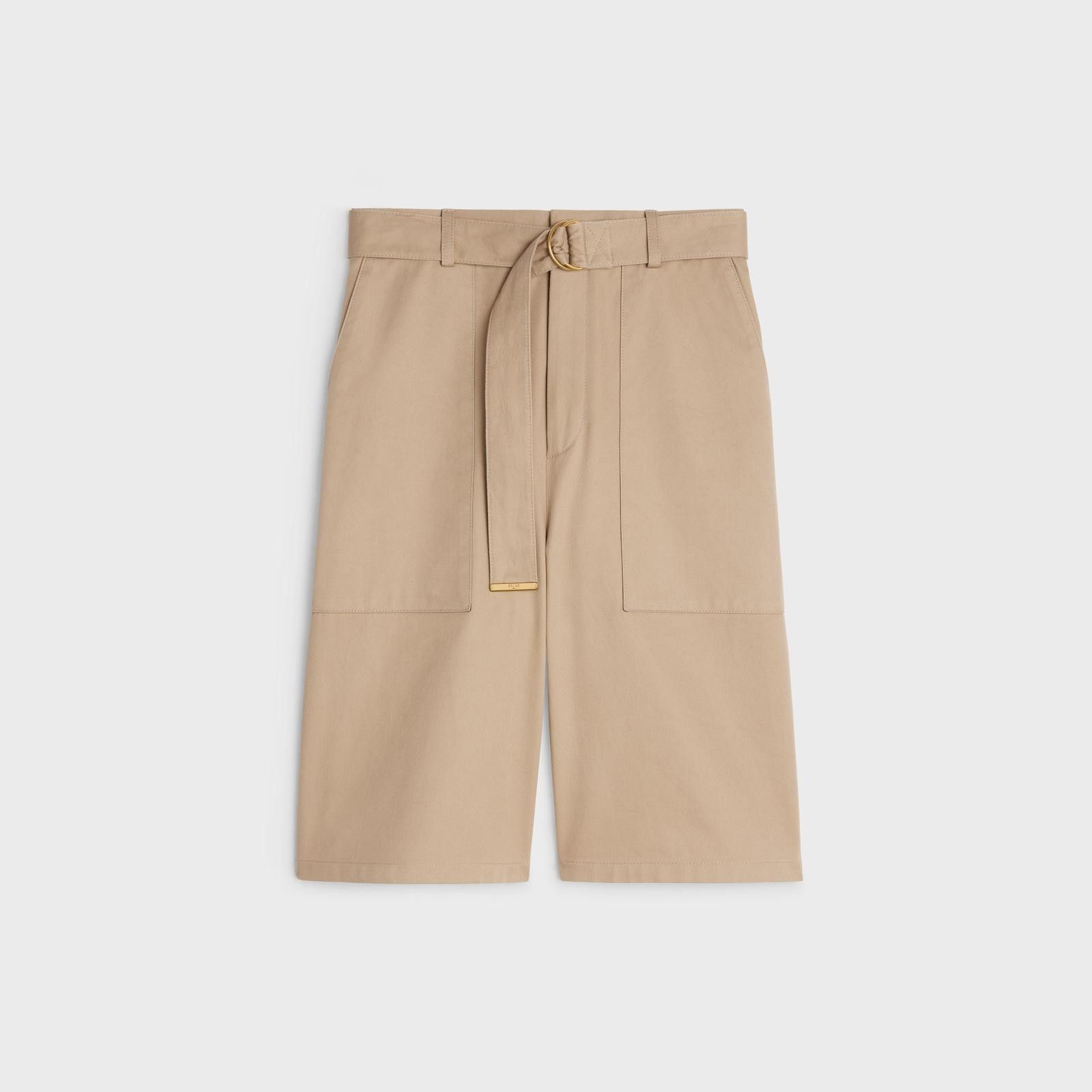 Celine o1bcso1str0824 Cargo Shorts In Cotton Gabardine in Beige Size 26" / US 2 / IT 38 - 1 Thumbnail