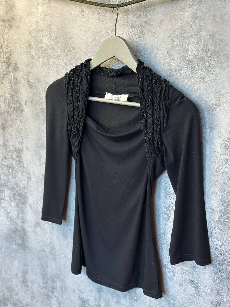 Designer Emma Somerset ES Collection Black Fitted Top Ruched Size M / US 6-8 / IT 42-44 - 1 Thumbnail