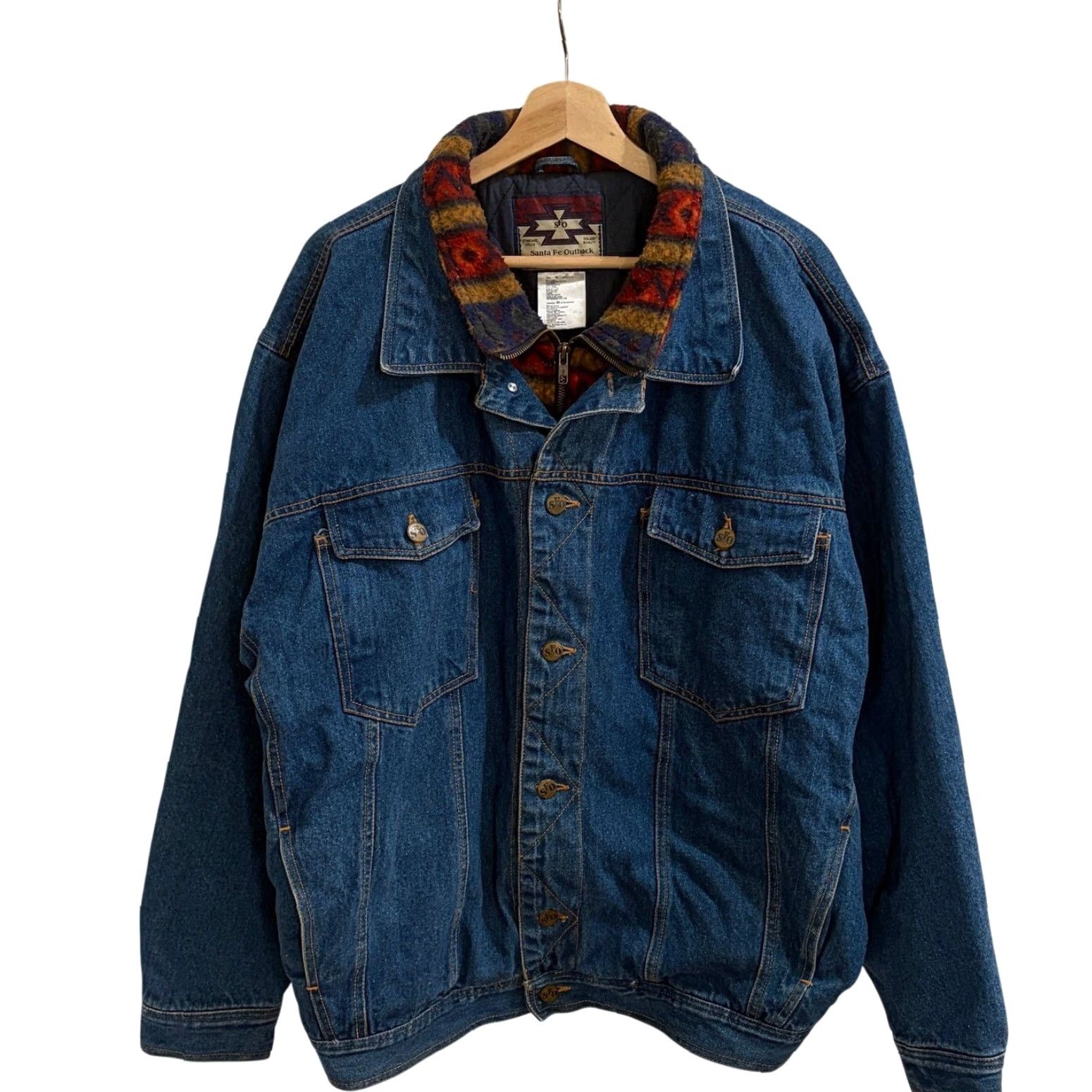 Denime VINTAGE Santa Fe Outback Jacket Shirt Mens XL Blue Denim Aztec Lined Western Work Size US XL / EU 56 / 4 - 2 Thumbnail
