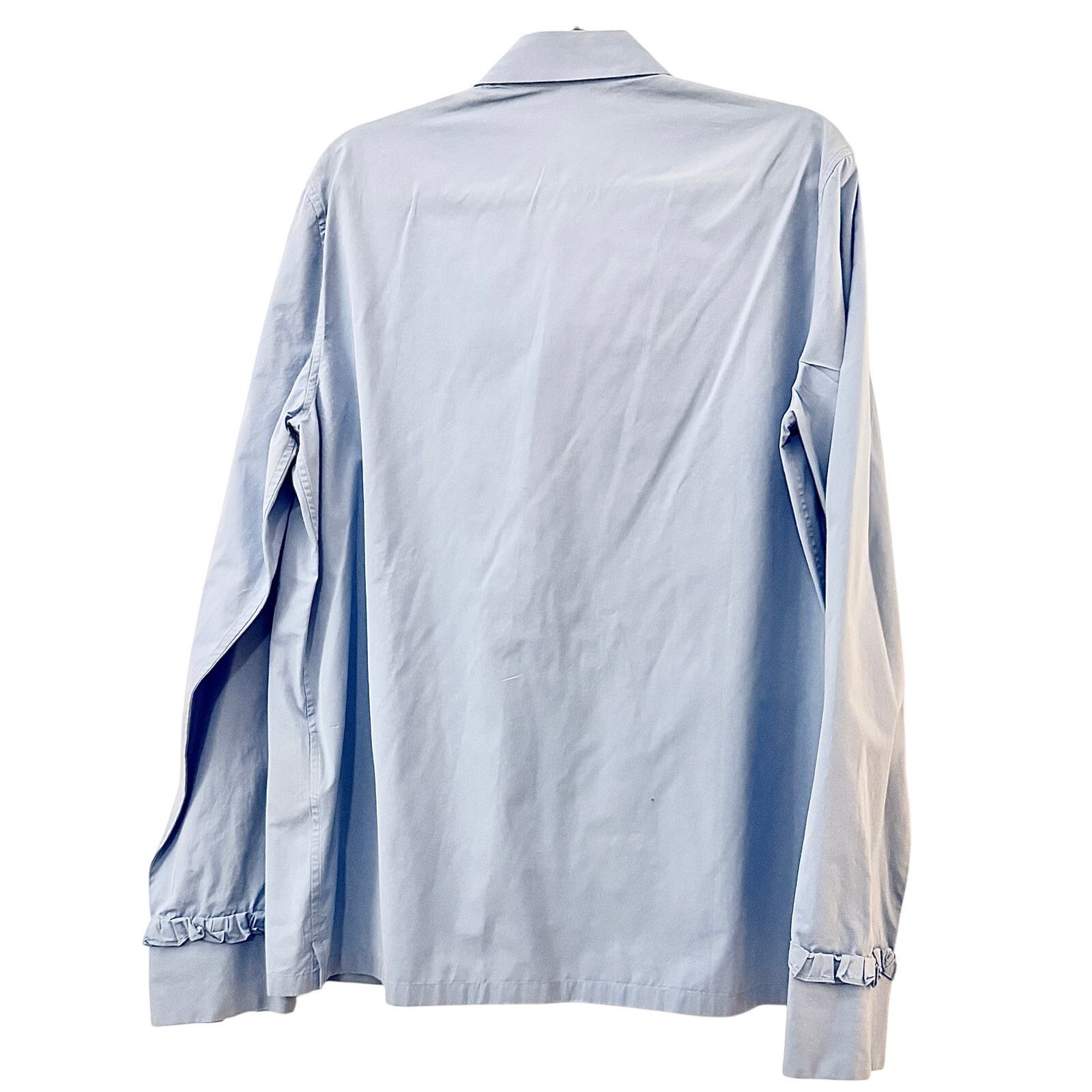 Prada Prada AW20 Collection Blue Cotton Ruffled Bib Shirt Size L / US 10 / IT 46 - 2 Thumbnail