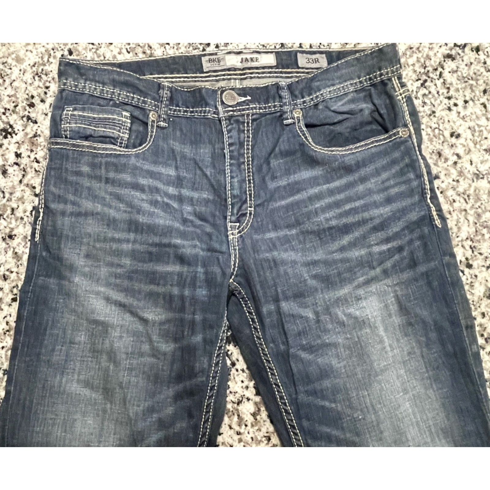 BKE BKE Jake Jeans Mens 34x31 Blue Medium Wash Straight Leg Shoes? Size US 33 - 2 Thumbnail