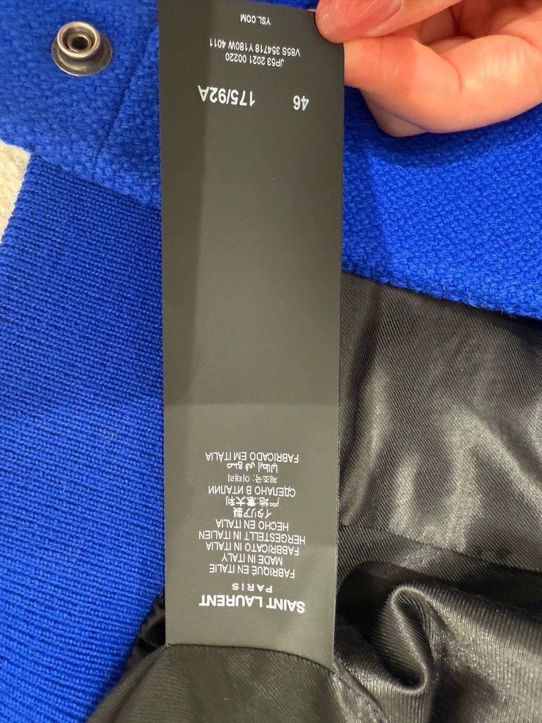 Saint Laurent Paris Saint Laurent Blue Varsity Bomber Jacket- Size US M / EU 48-50 / 2 - 5 Thumbnail