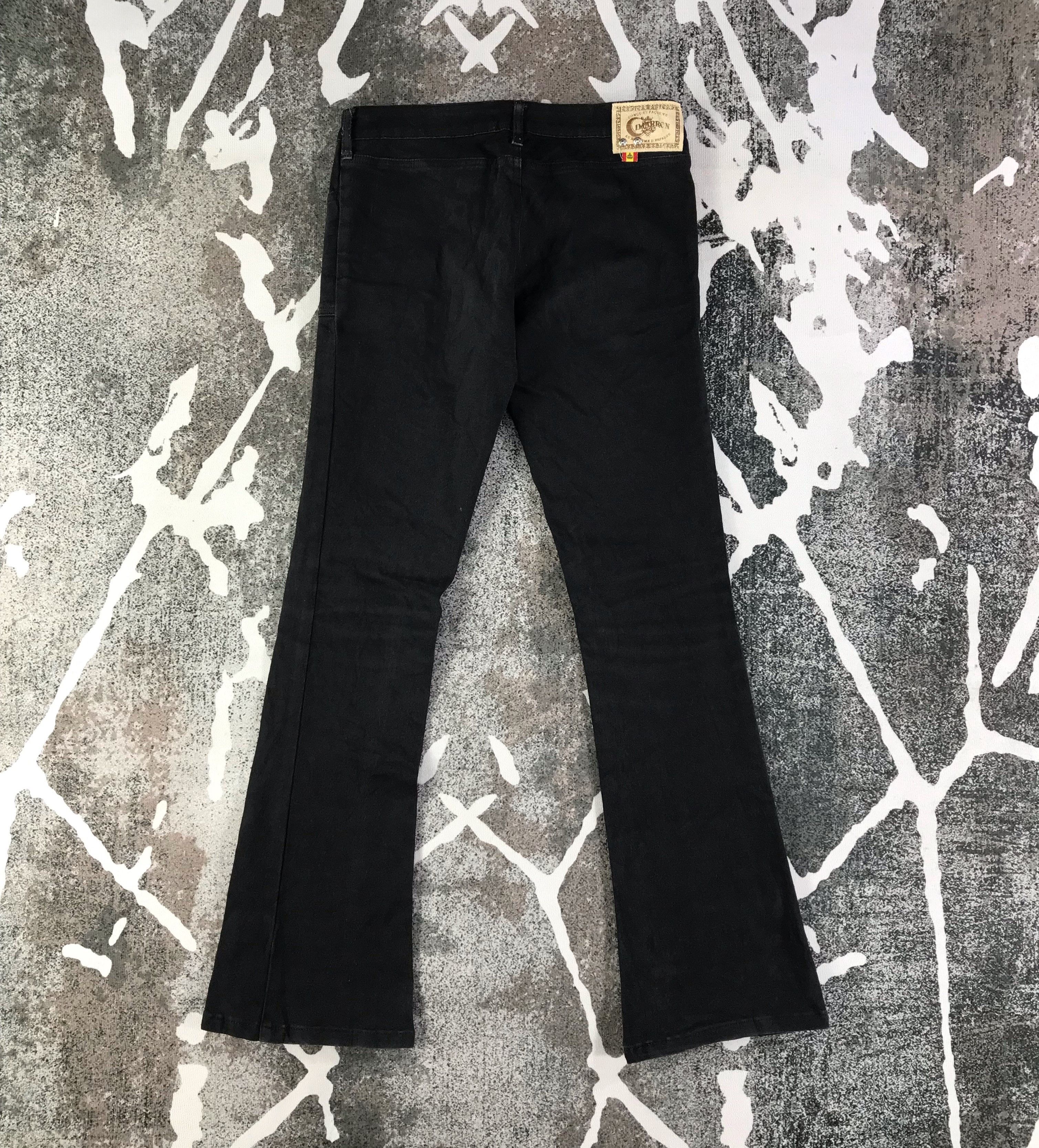 Designer Cimarron Bush Pants Jeans Black Flare Denim KJ1769 Size 29" - 2 Thumbnail