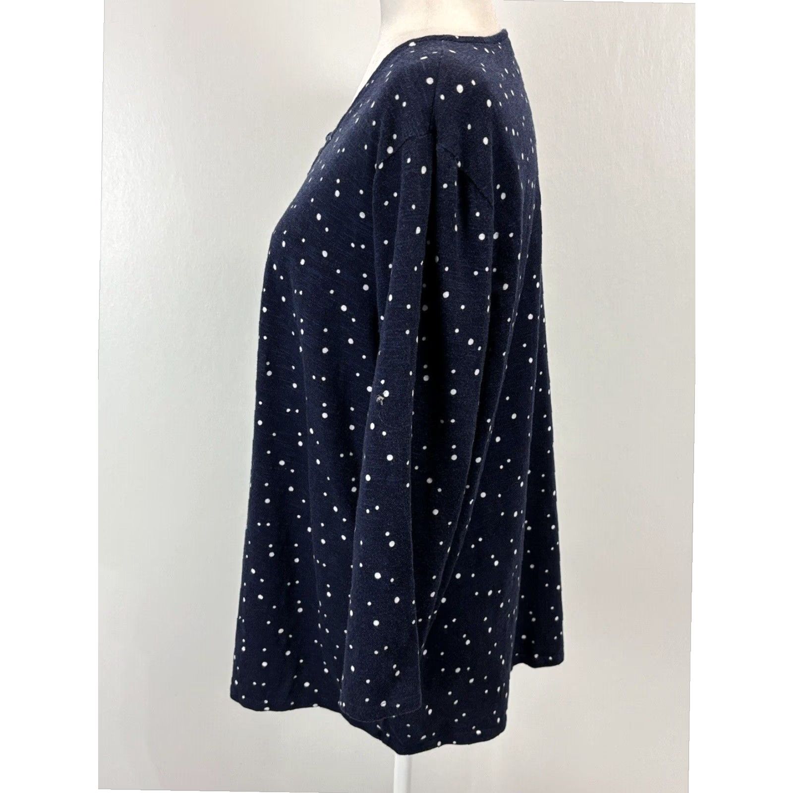 Vintage CHICOS Women's Polka Dot Casual T-Shirt Navy Blue Cotton X-Large Size XL / US 12-14 / IT 48-50 - 2 Thumbnail