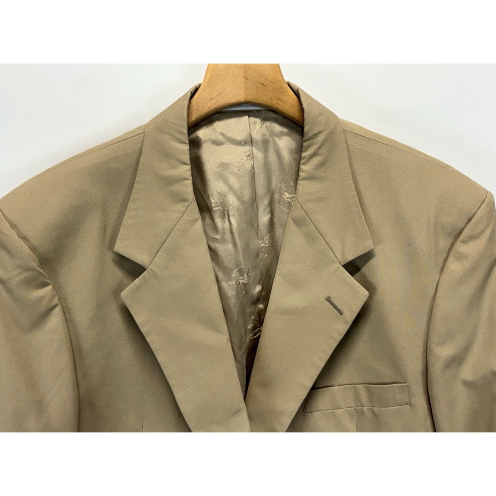 Vintage Harold Powell 2 Piece Suit Sz 43R Jacket 34x27 Pants Men’s Tan Career Wedding Mens Size 46R - 3 Thumbnail