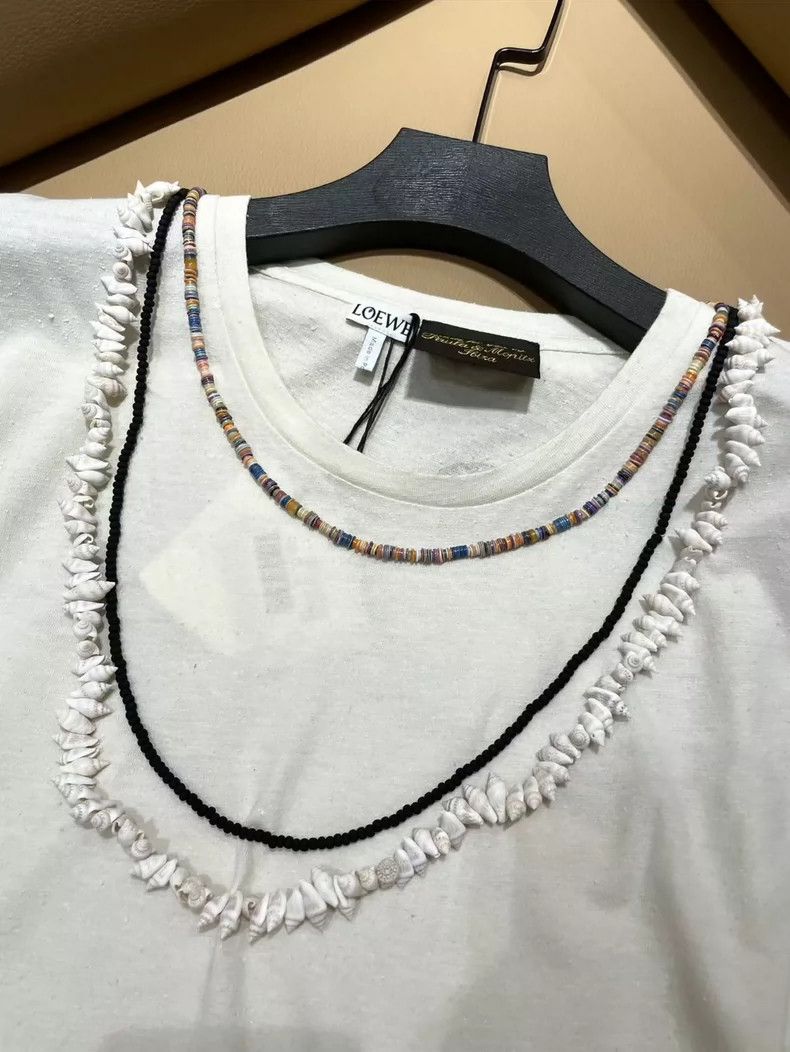 Loewe LOEWE Short sleeve polo, silk + satin + cotton linen high Size L / US 10 / IT 46 - 4 Thumbnail