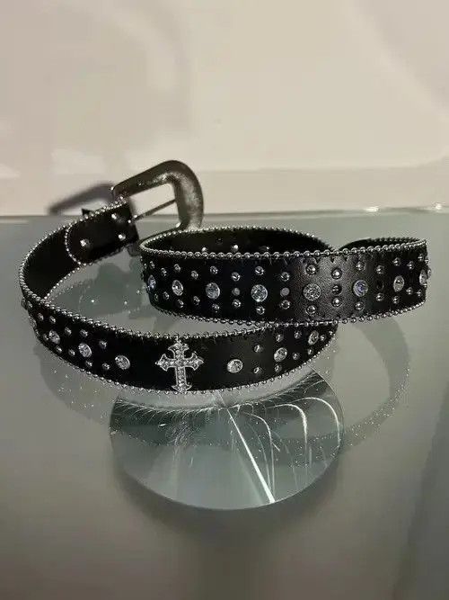 Japanese Brand Masumizu x Min Y2K Cross Rhinestone Belt Size ONE SIZE - 6 Thumbnail