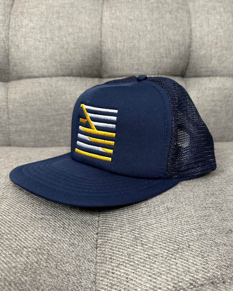 Vintage Vintage Navy Blue Embroidered Snap Back Trucker Hat Size ONE SIZE - 3 Thumbnail