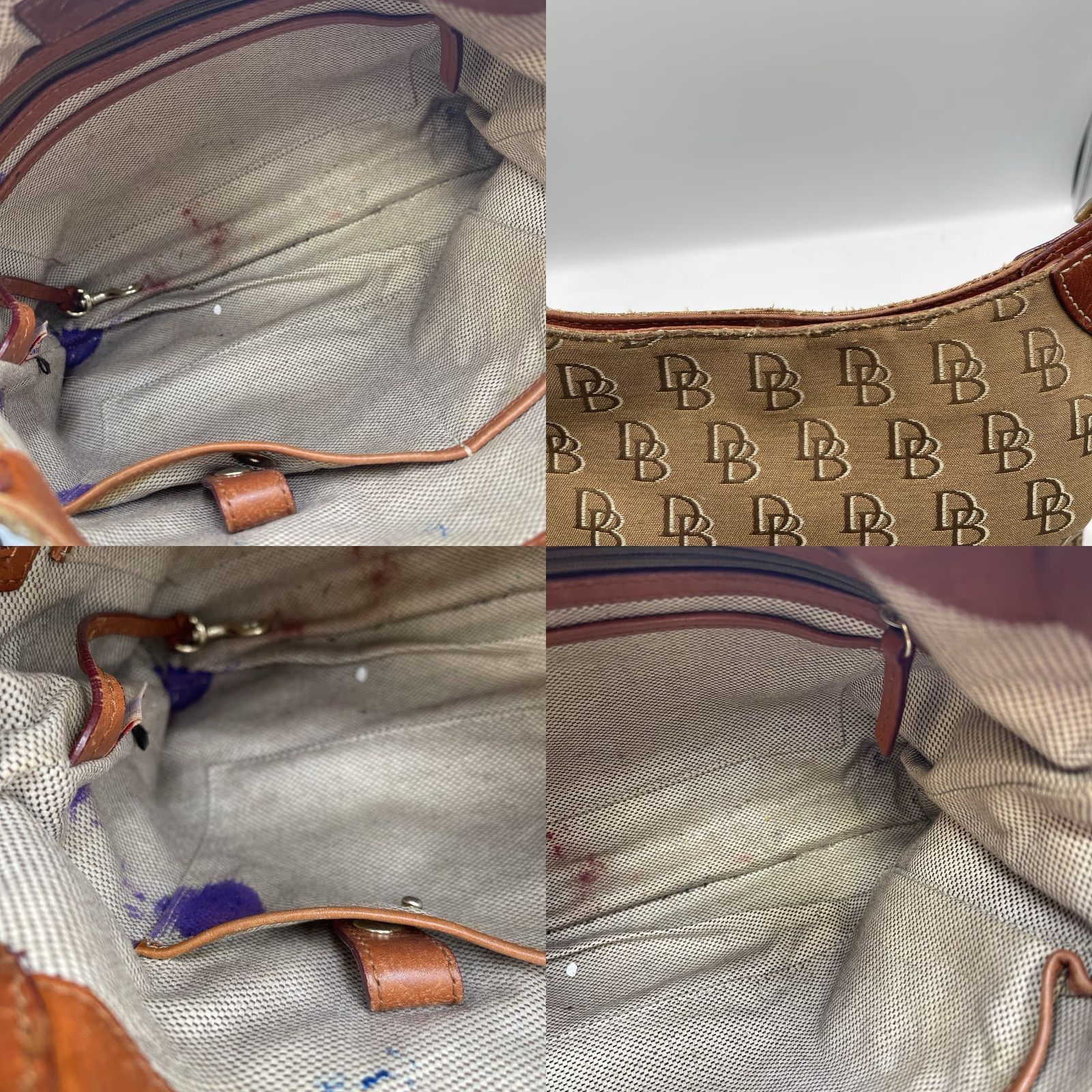 Dooney & Bourke VINTAGE Dooney & Bourke Monogram Shoulder Bag Crossbody Purse Brown Canvas Leather Pebbled Gold Hardware Women Size ONE SIZE - 9 Thumbnail