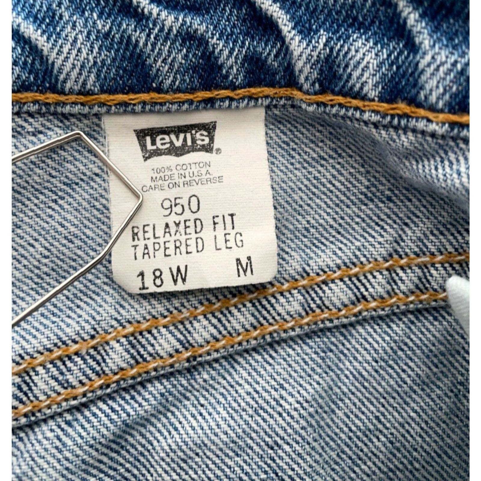 Levi's VINTAGE Levi's 90s Women's Relaxed Fit Tapered Leg Jeans 18W (35 x 30) Blue Orange Tab Classic Size 40" / US 18 - 3 Thumbnail
