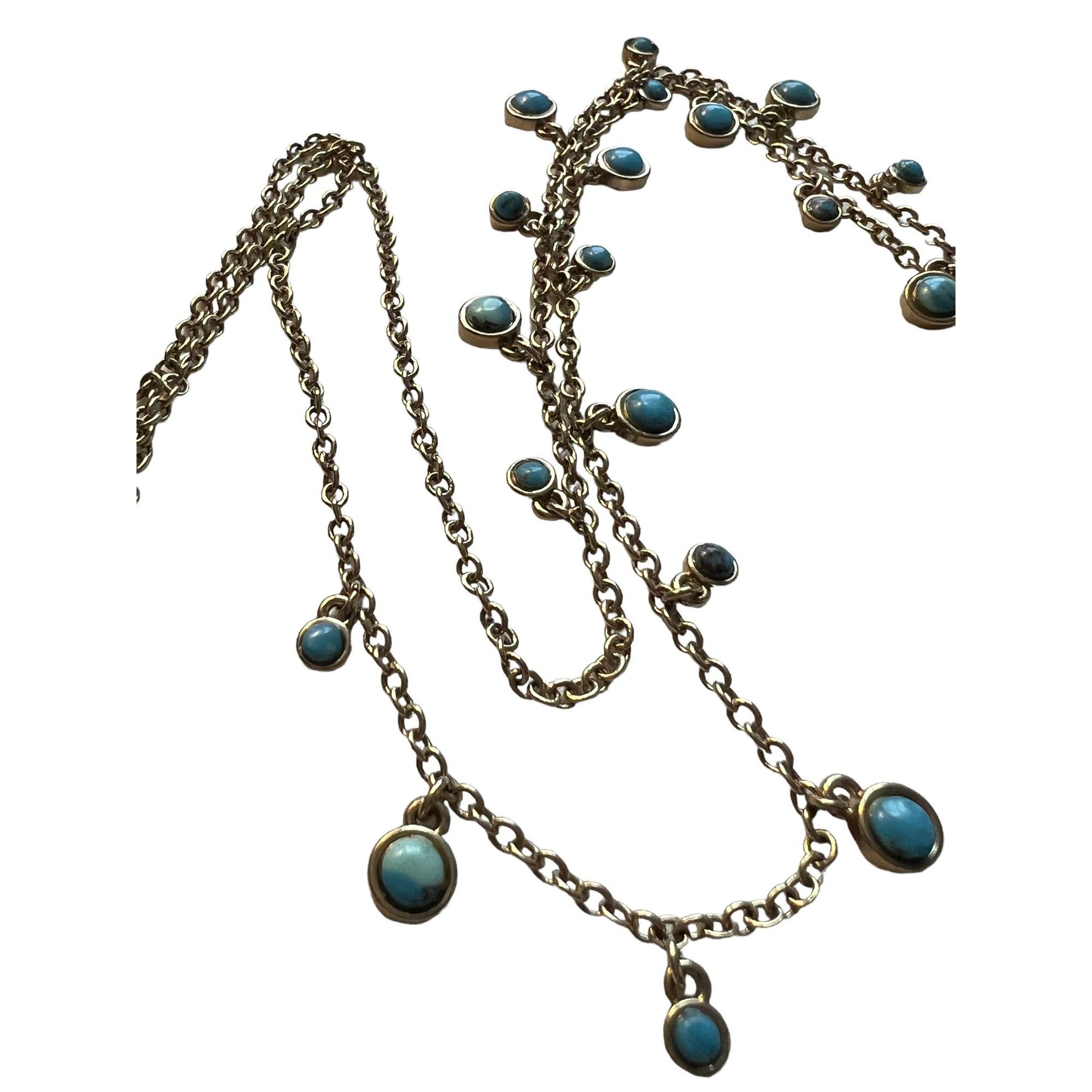 Ann Taylor Vintage Ann Taylor Necklace Gold Tone Faux Turquoise Dangles Size ONE SIZE - 3 Thumbnail