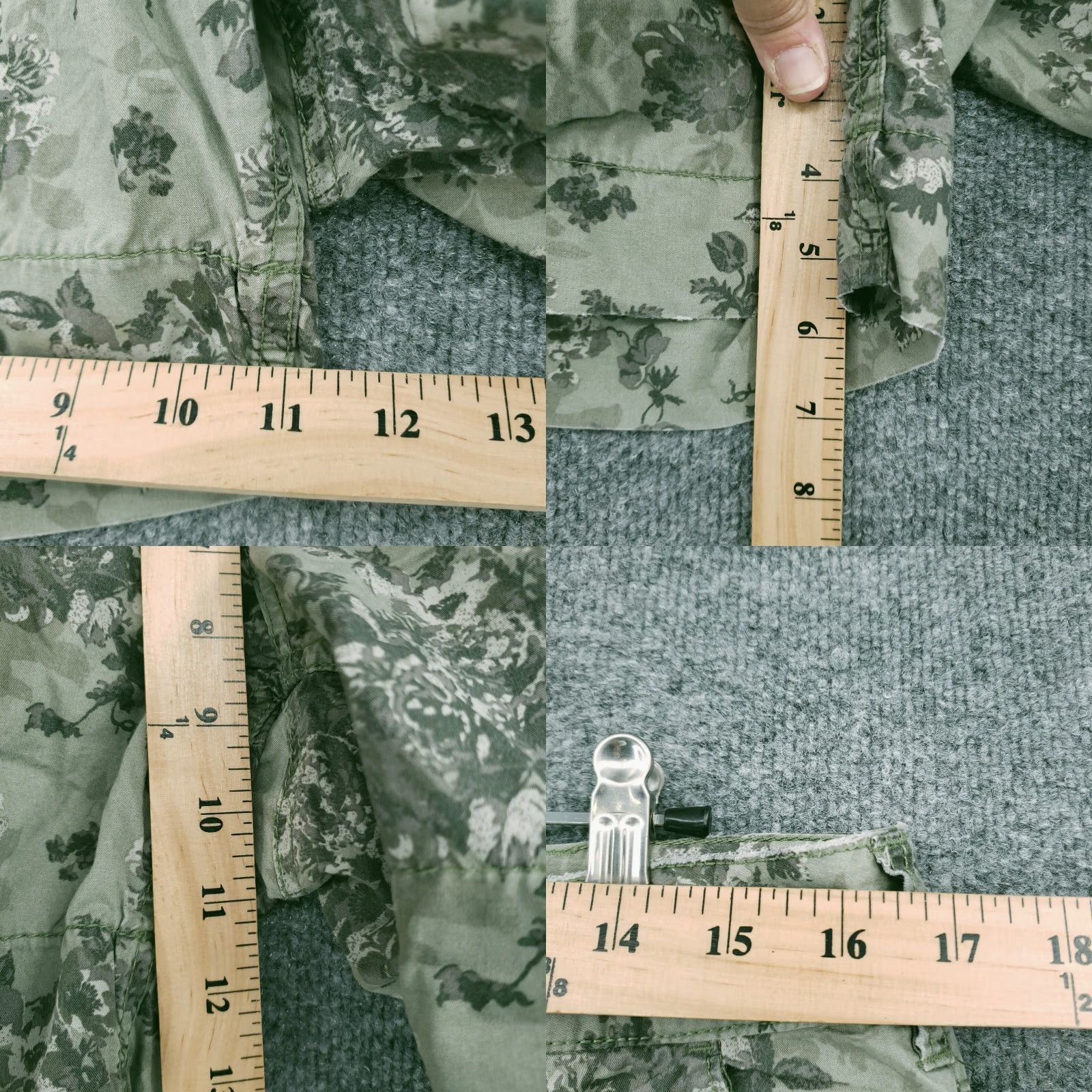 H&M H&M Shorts Womens 19 Green Chino Mid Rise Floral Flat Front Cotton Size 32" / US 10 / IT 46 - 8 Thumbnail