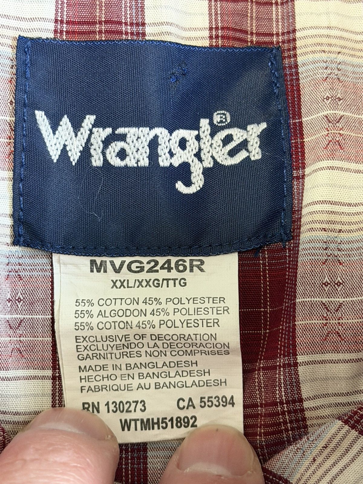 Wrangler Wrangler Western Shirt Plaid Pearl Snap Cowboy Short Sleeve Size US XXL / EU 58 / 5 - 4 Thumbnail