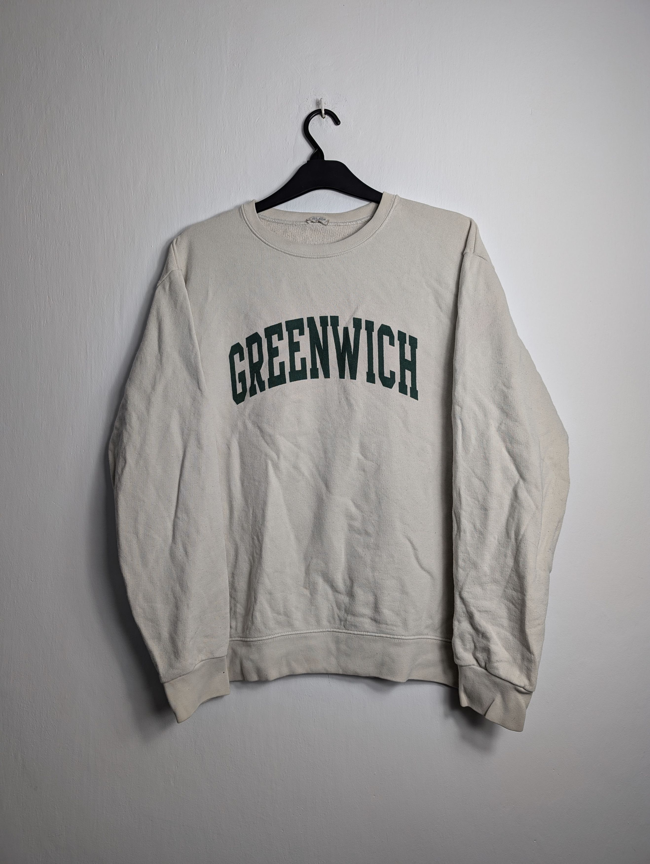 Vintage Vintage Cream Greenwich Sweatshirt y2k University Size XL / US 12-14 / IT 48-50 - 1 Thumbnail