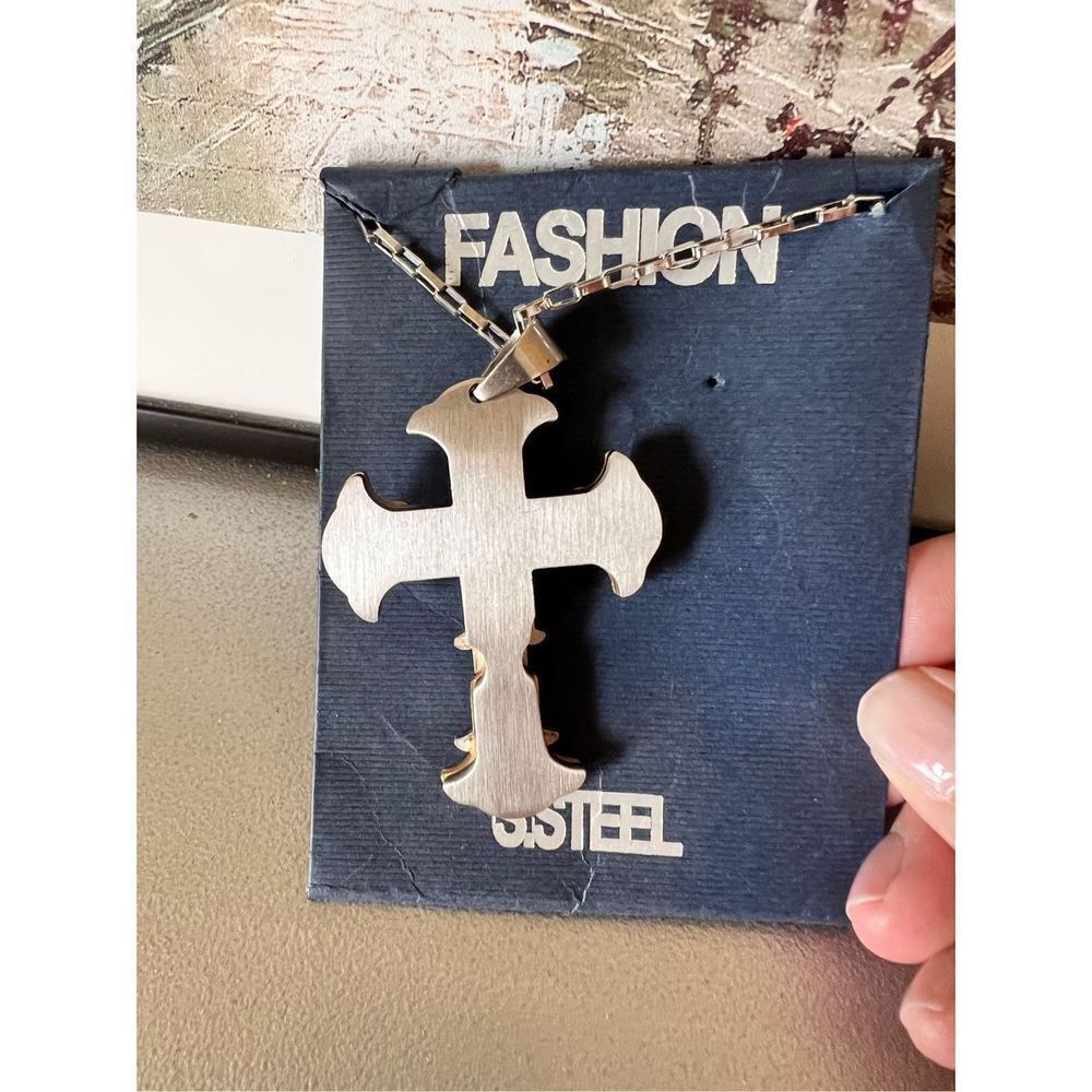 NBDN Nobrandedon Stainless Steel Triple Layer Cross Pendant Necklace Size ONE SIZE - 5 Thumbnail