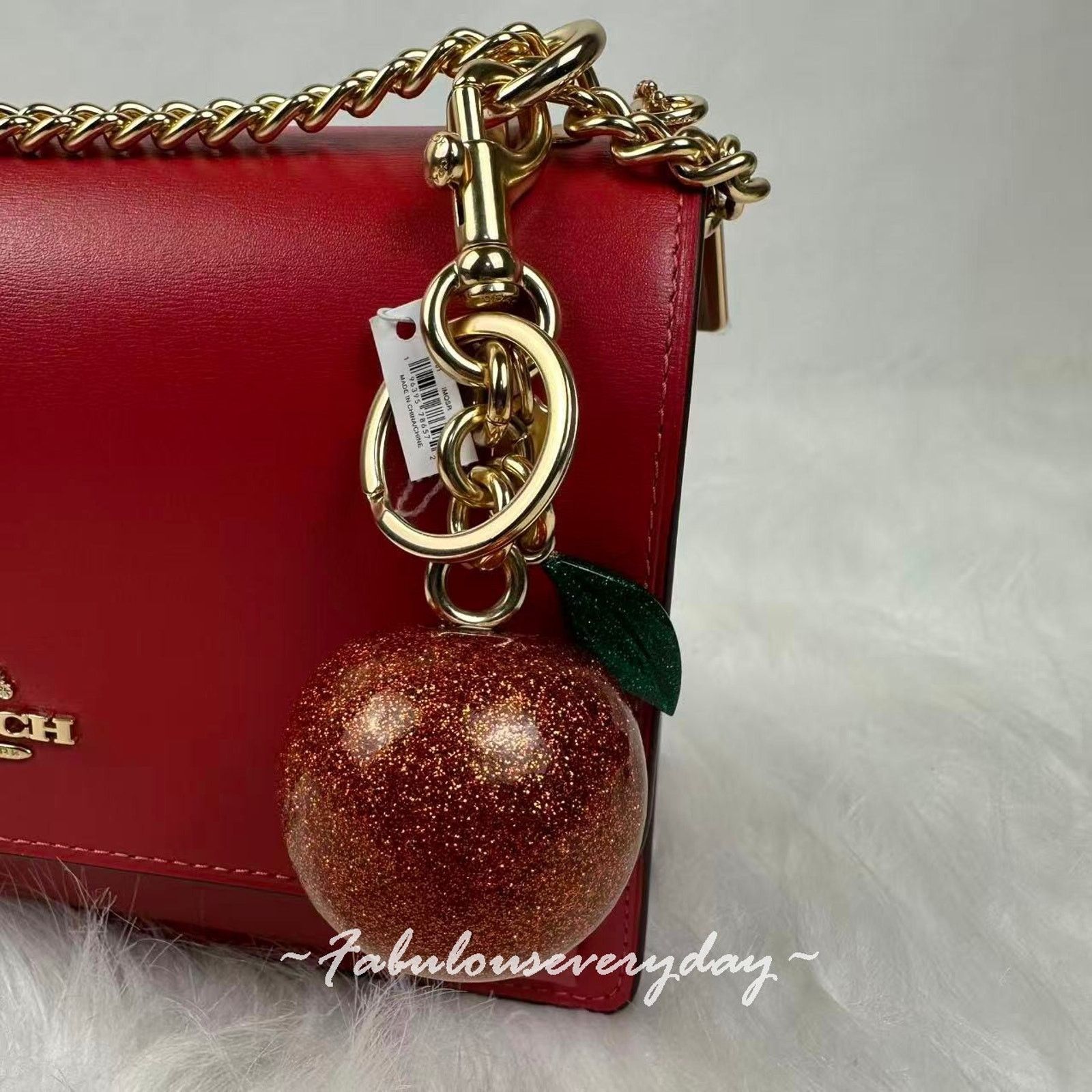Coach Coach Orange Bag Charm Key Fob Gold /Spice Orange CAO51 NWT Size ONE SIZE - 2 Thumbnail