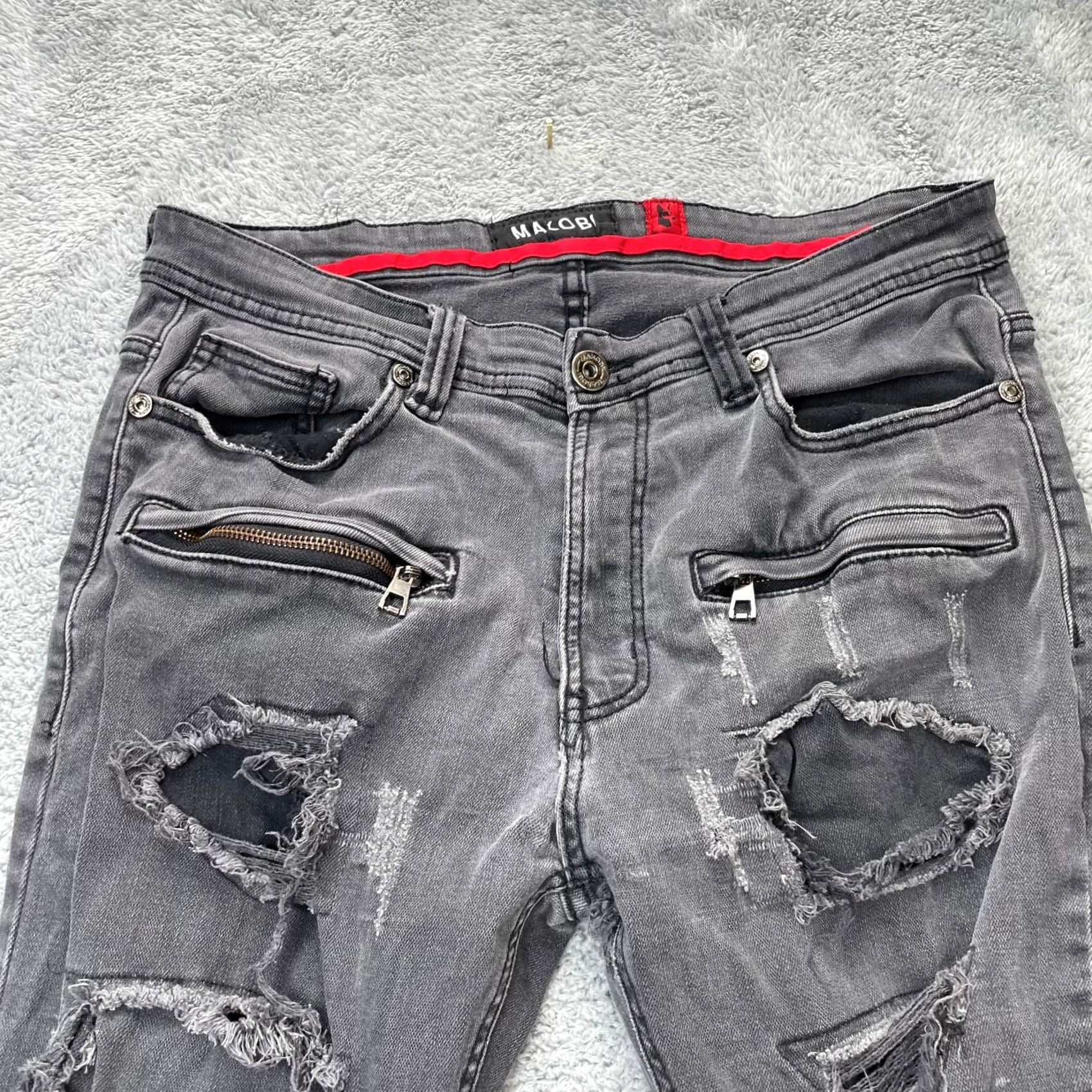 Denime Makobi Jeans Mens Skinny Leg Black Denim Distressed Streetware y2k Ripped 34x30 Size US 34 / EU 50 - 3 Thumbnail