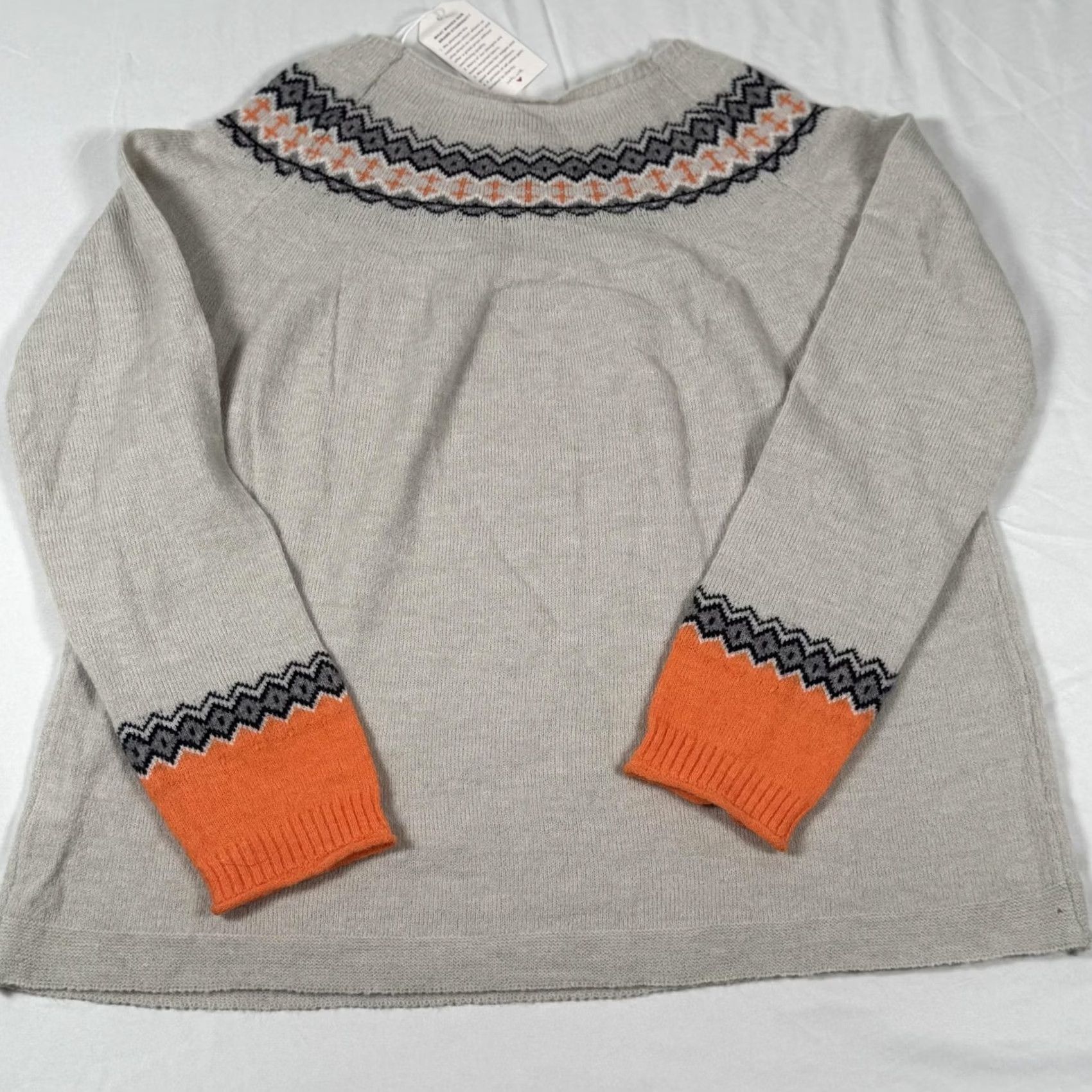 Vintage Womens Fair Isle Sweater Gray Orange Knit Pullover Crewneck M NWT Casual Workwear Size M / US 6-8 / IT 42-44 - 7 Thumbnail