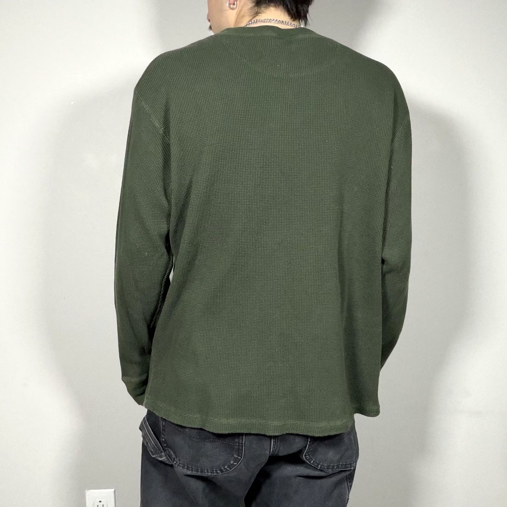 Old Navy Old Navy Mens Thermal Henley Shirt Waffle Knit Long Sleeve 2XL Green Size US XXL / EU 58 / 5 - 2 Thumbnail