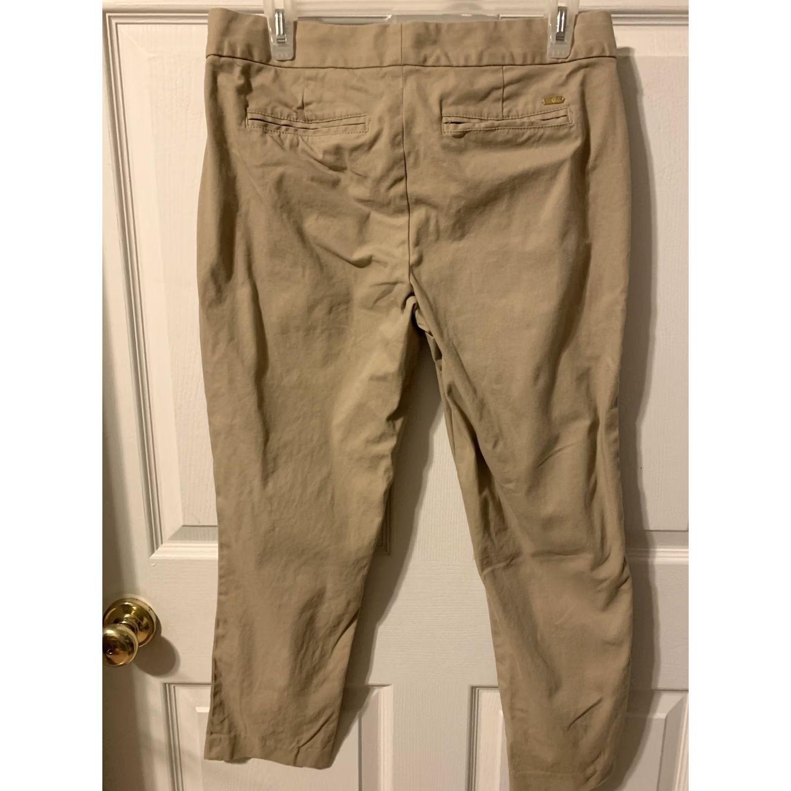 Tommy Hilfiger Tommy Hilfiger Womens 8 Khaki Flat Front Work Pants Chino Beige Size 30" / US 8 / IT 44 - 4 Thumbnail