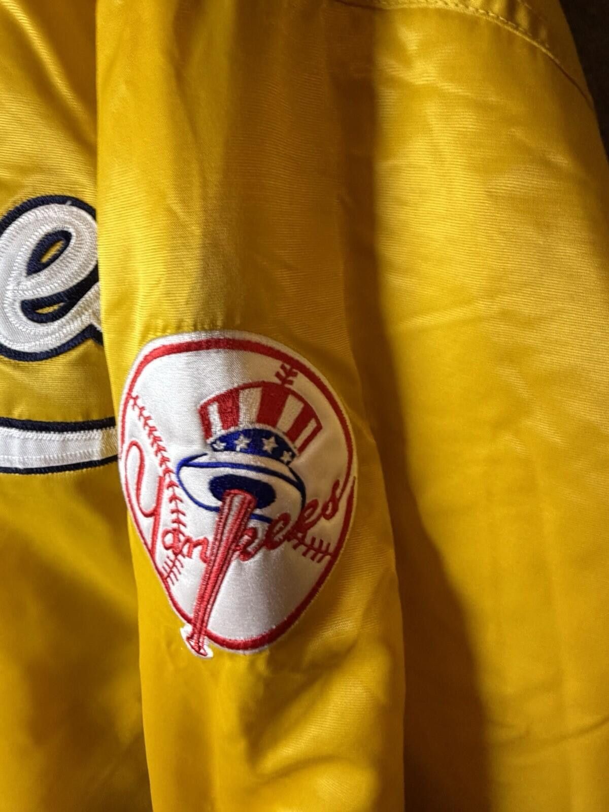 Starter RARE VTG 90s NEW YORK YANKEES STARTER JACKET YELLOW New XXL Size ONE SIZE - 7 Thumbnail