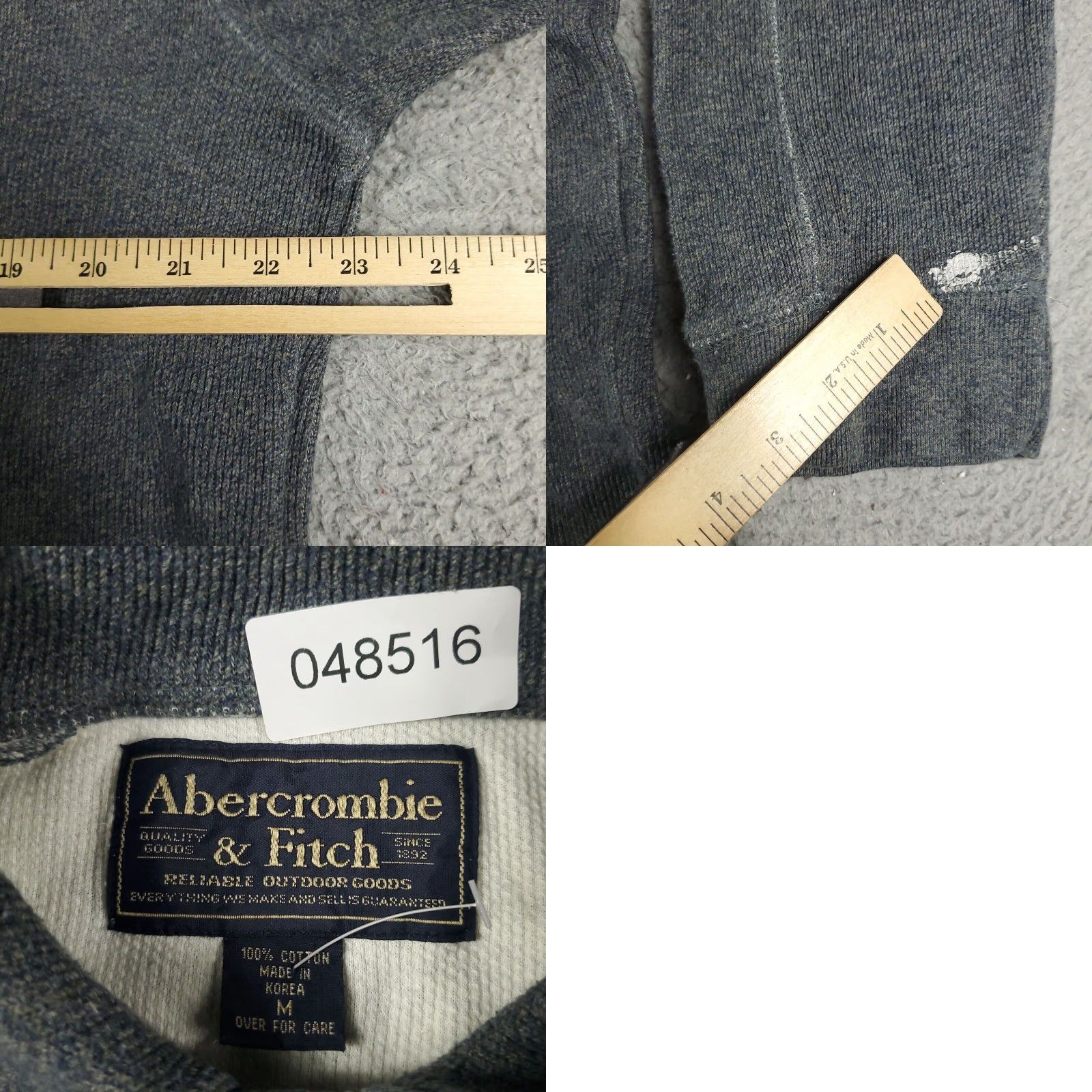 Abercrombie & Fitch Abercrombie & Fitch Mens Medium Gray Collared Pullover Sweater Cotton Blend Long Sleeve Size US M / EU 48-50 / 2 - 8 Thumbnail