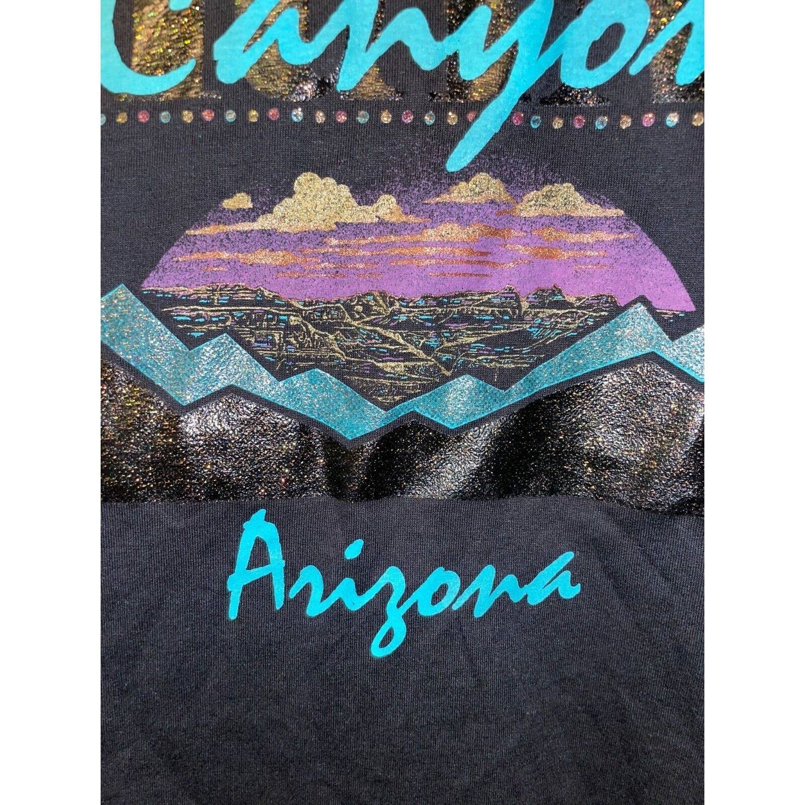 Jerzees Vintage Grand Canyon Arizona Shirt Retro Glam Black Tee 90s Size US L / EU 52-54 / 3 - 5 Thumbnail
